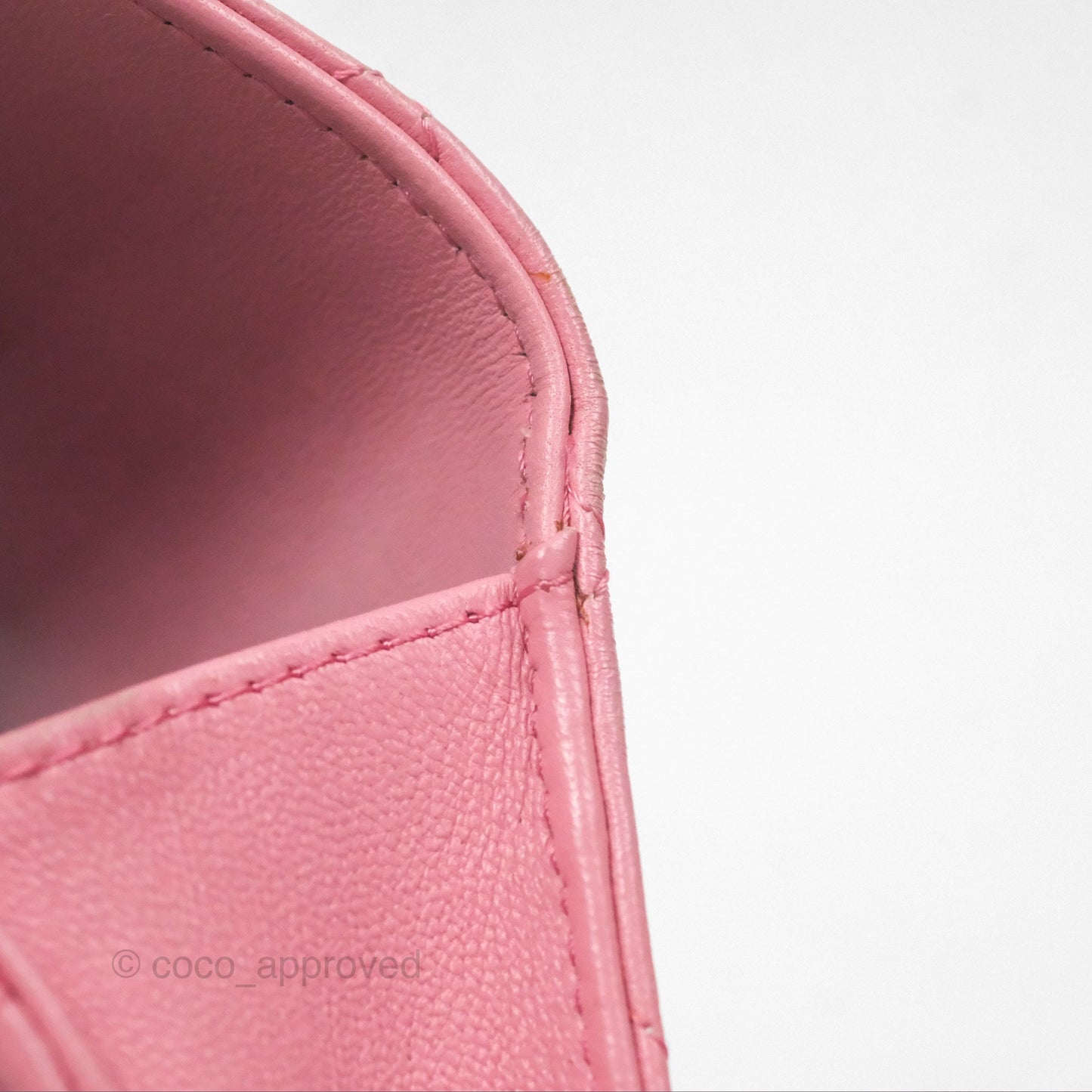 Chanel Quilted Flap Card Holder Pink Lambskin Silver Hardware