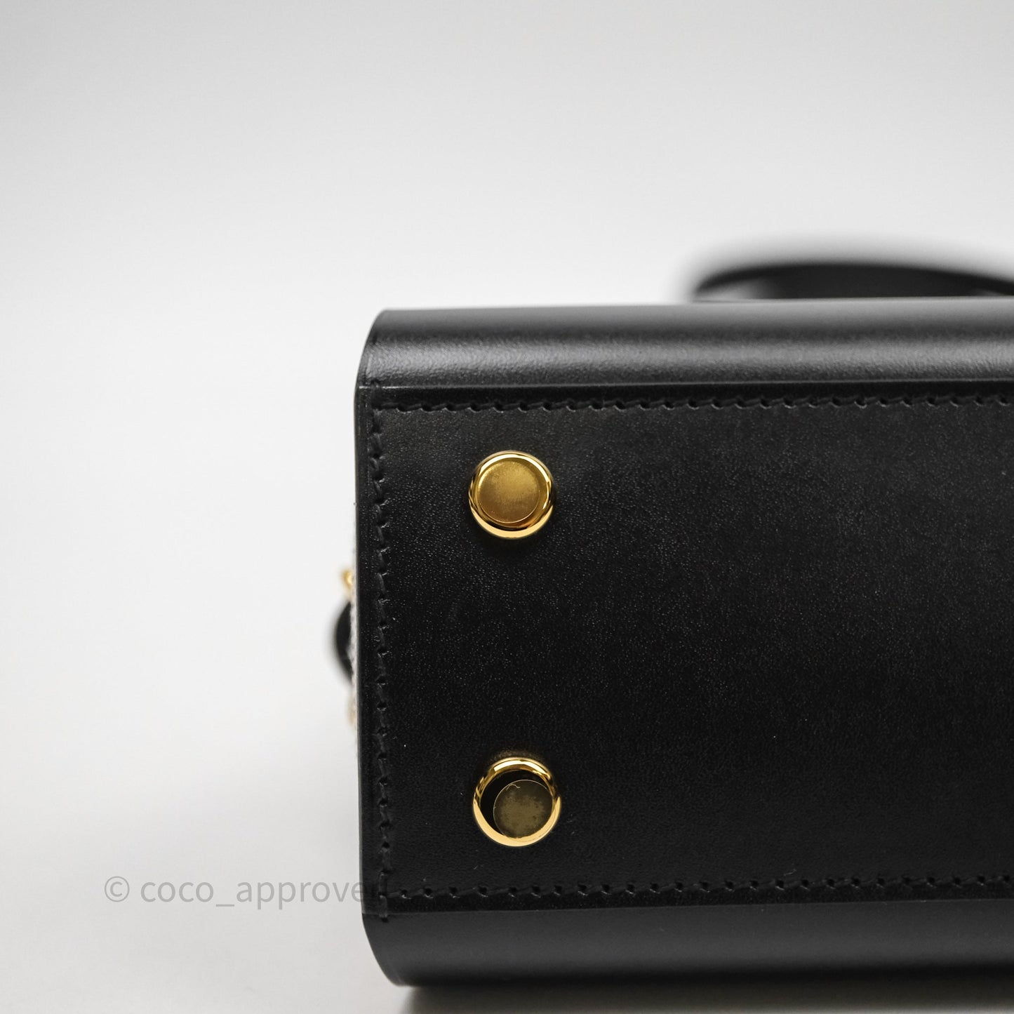 Hermès Tablier Sellier Noir 89/Ecru Swift Calfskin/H canvas Bag Gold Hardware