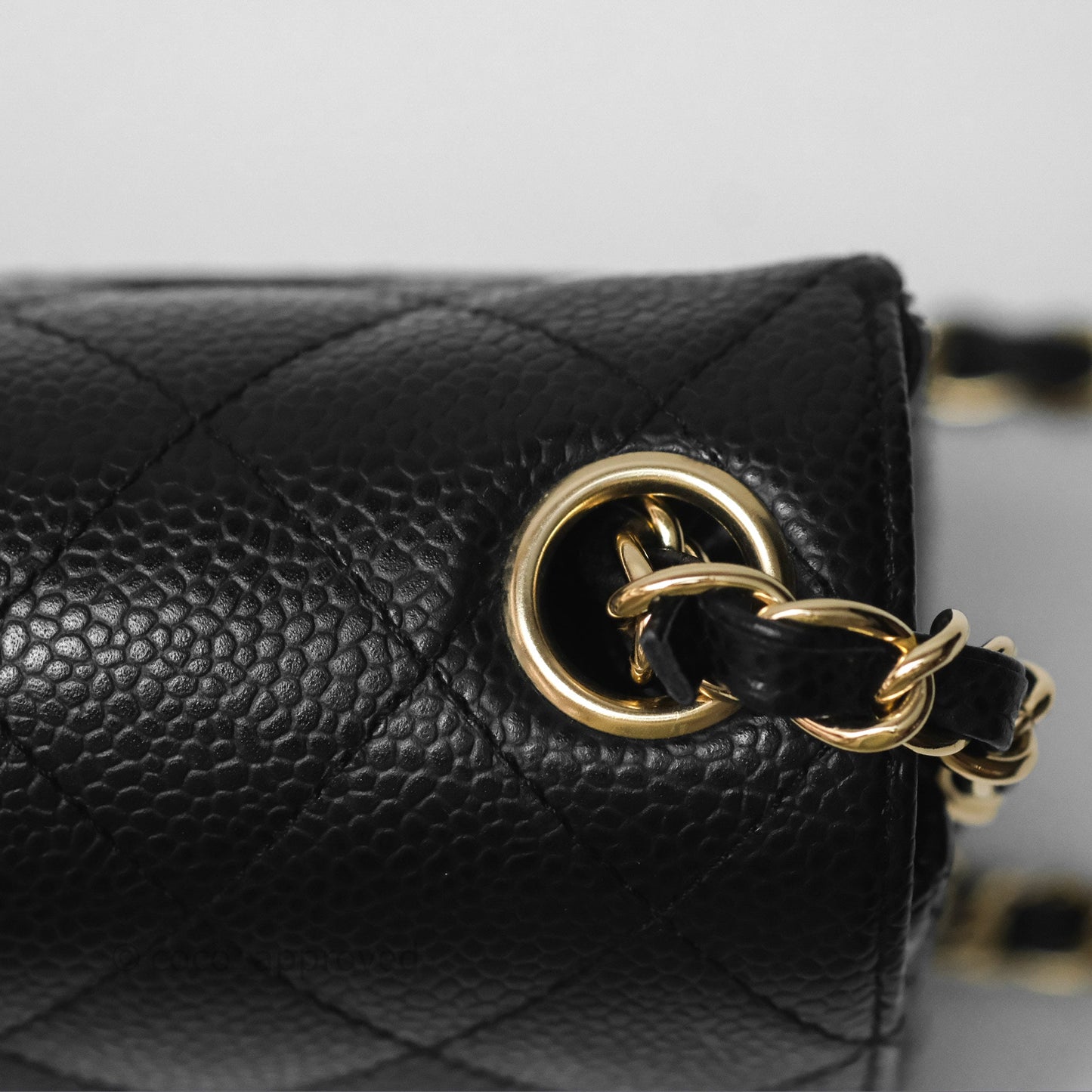 Chanel Vintage Mini Square Flap Quilted Black Caviar 24K Gold Hardware