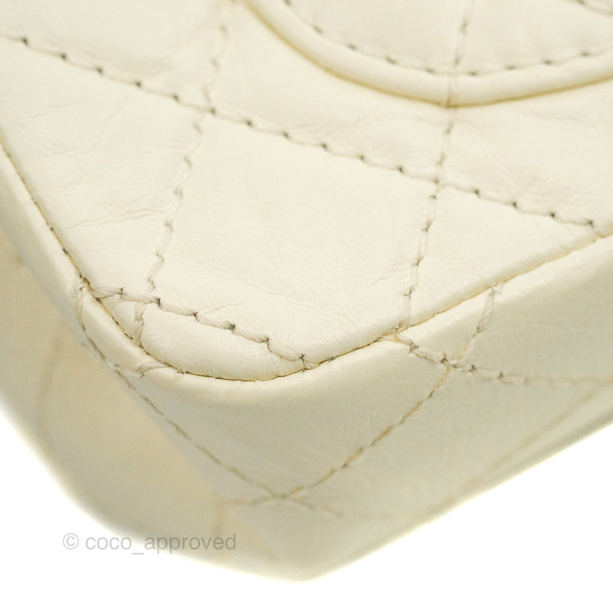 Chanel Mini Reissue 224 White Ivory Aged Calfskin Aged Gold Hardware