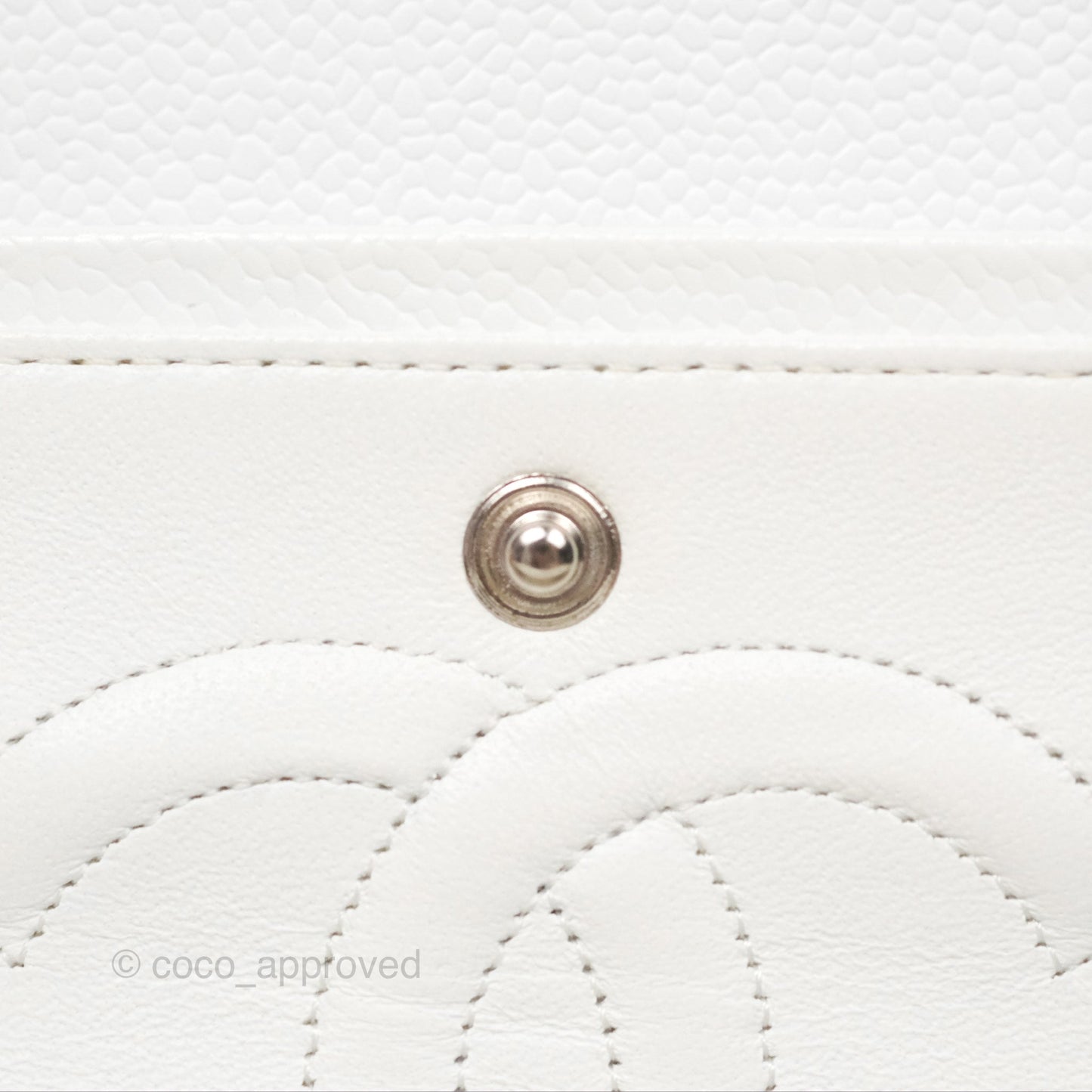 Chanel Classic M/L Medium Flap Quilted White Caviar Silver Hardware