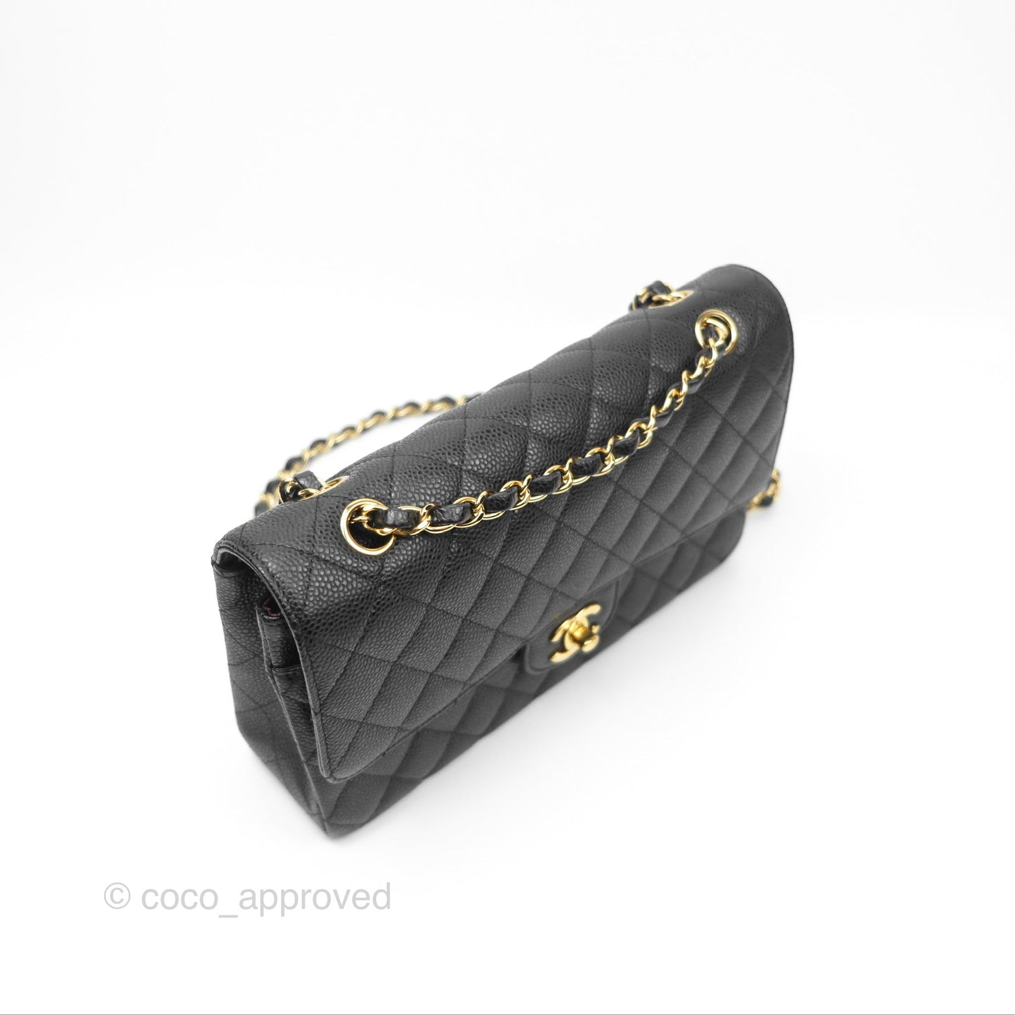 Chanel Classic M/L Medium Flap Quilted Black Caviar Gold Hardware