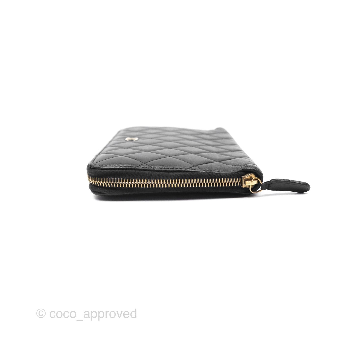 Chanel Zip Around Organiser Wallet Black Lambskin Gold Hardware