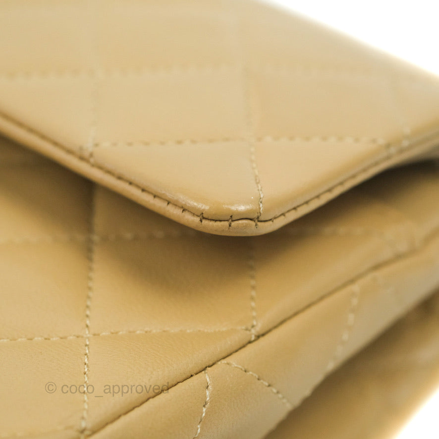Chanel Classic Vintage Small Flap Dark Beige Lambskin 24K Gold Hardware