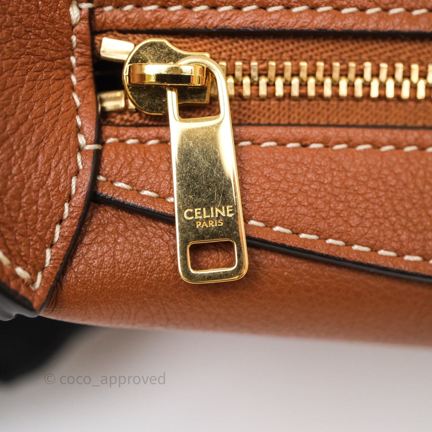 Celine Mini Romy Shoulder Bag Tan Calfskin Gold Hardware