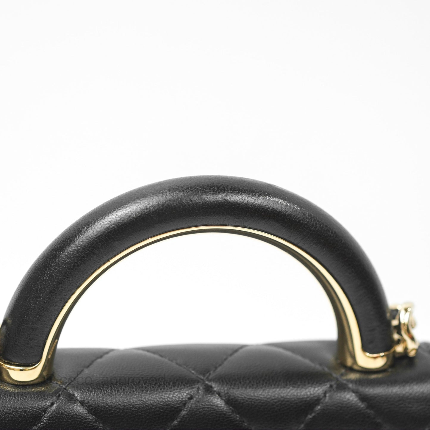 Chanel Top Handle Clutch with Chain Black Lambskin Gold Hardware 22A