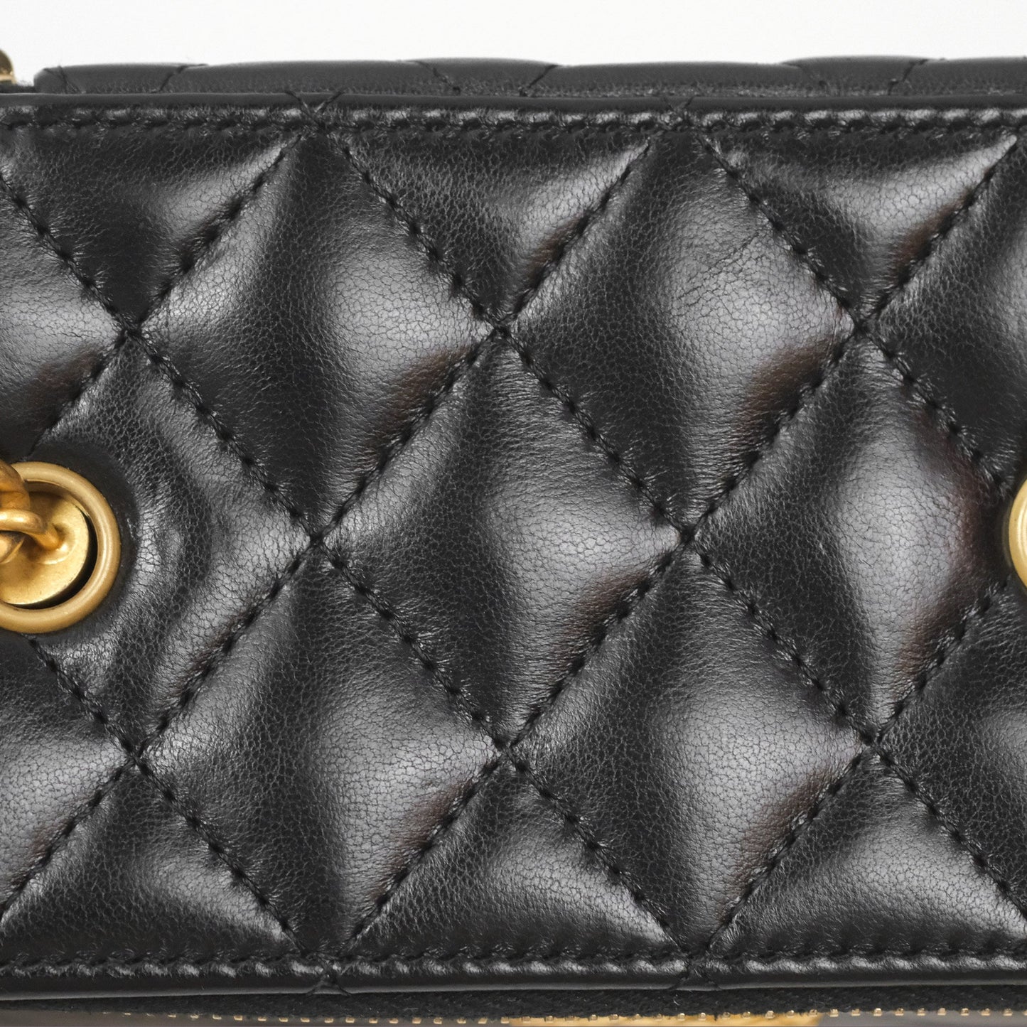 Chanel All Slide Vanity with Adjustable Chain Black Lambskin Aged Gold Hardware