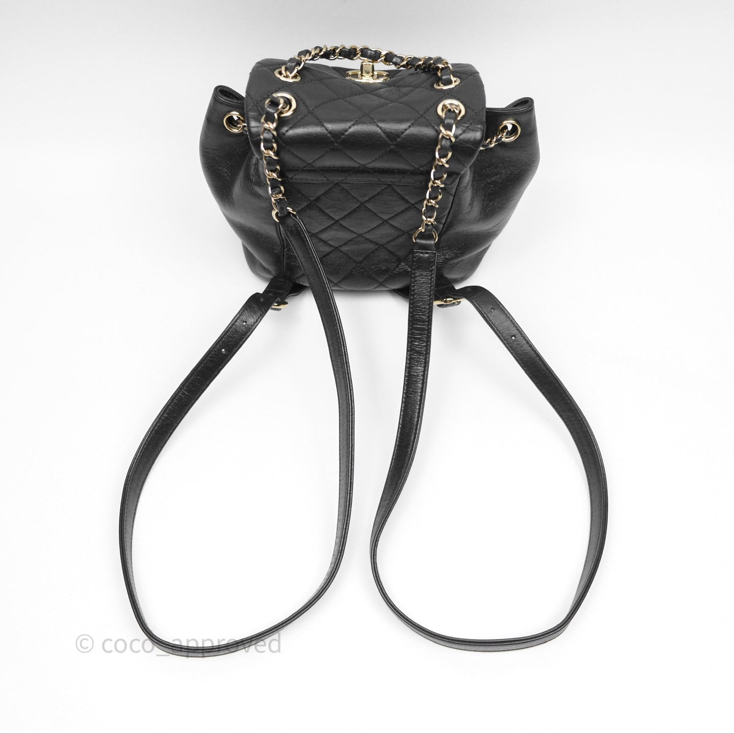 Chanel Quilted Small Duma Drawstring Backpack Black Calfskin Gold Hardware