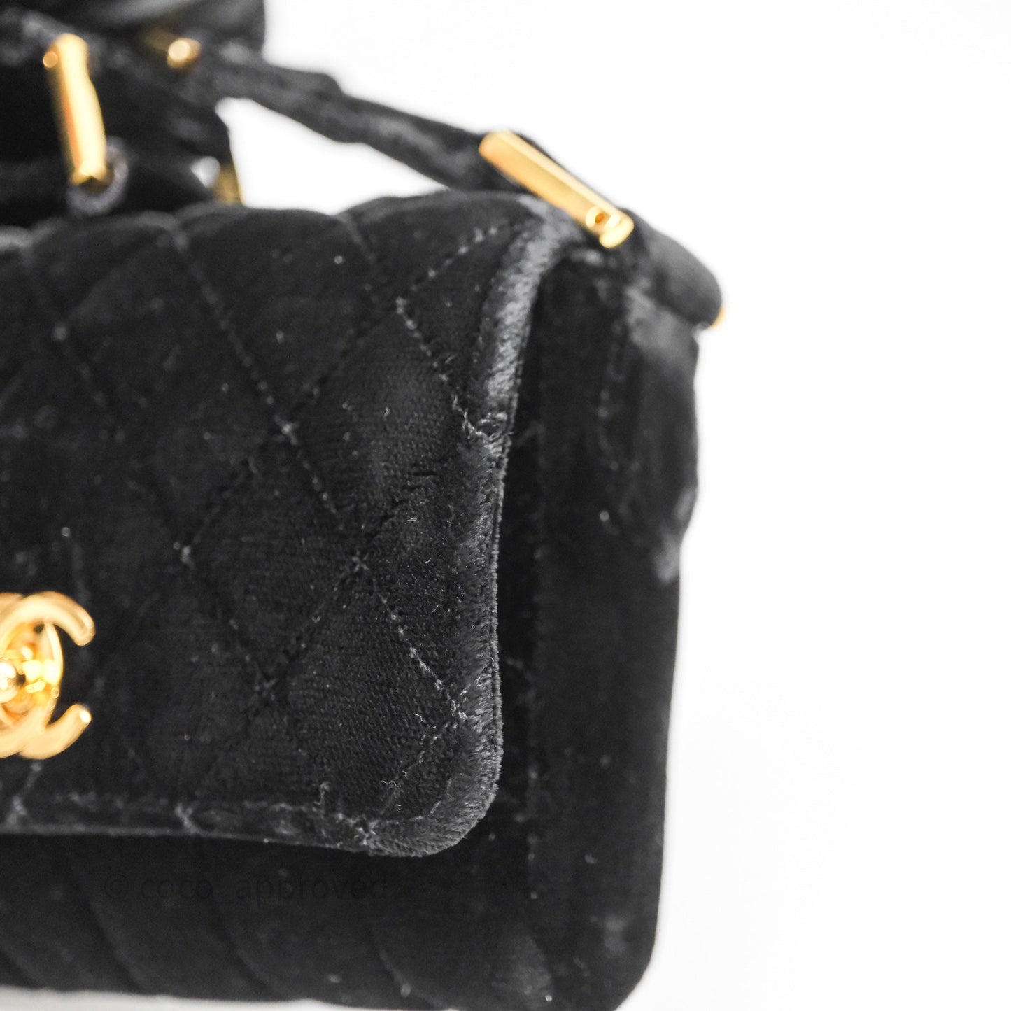 Chanel Vintage Mini Flap Bag Black Velvet Gold Hardware