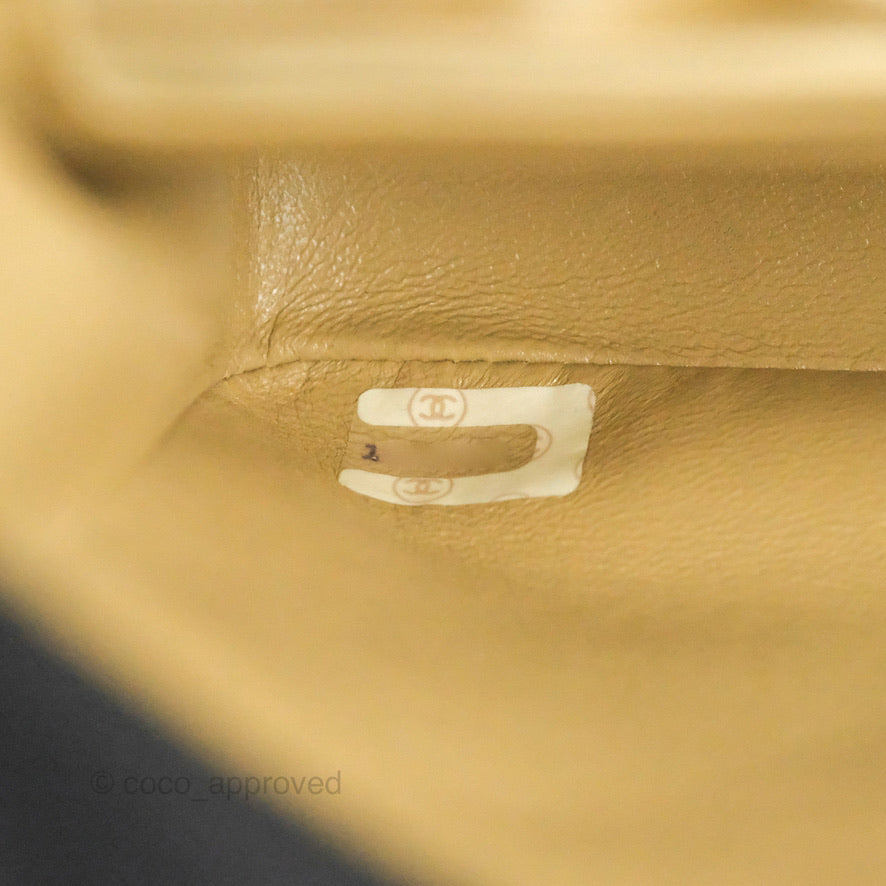 Chanel Vintage Square Flap Bag Beige Lambskin 24K Gold Hardware