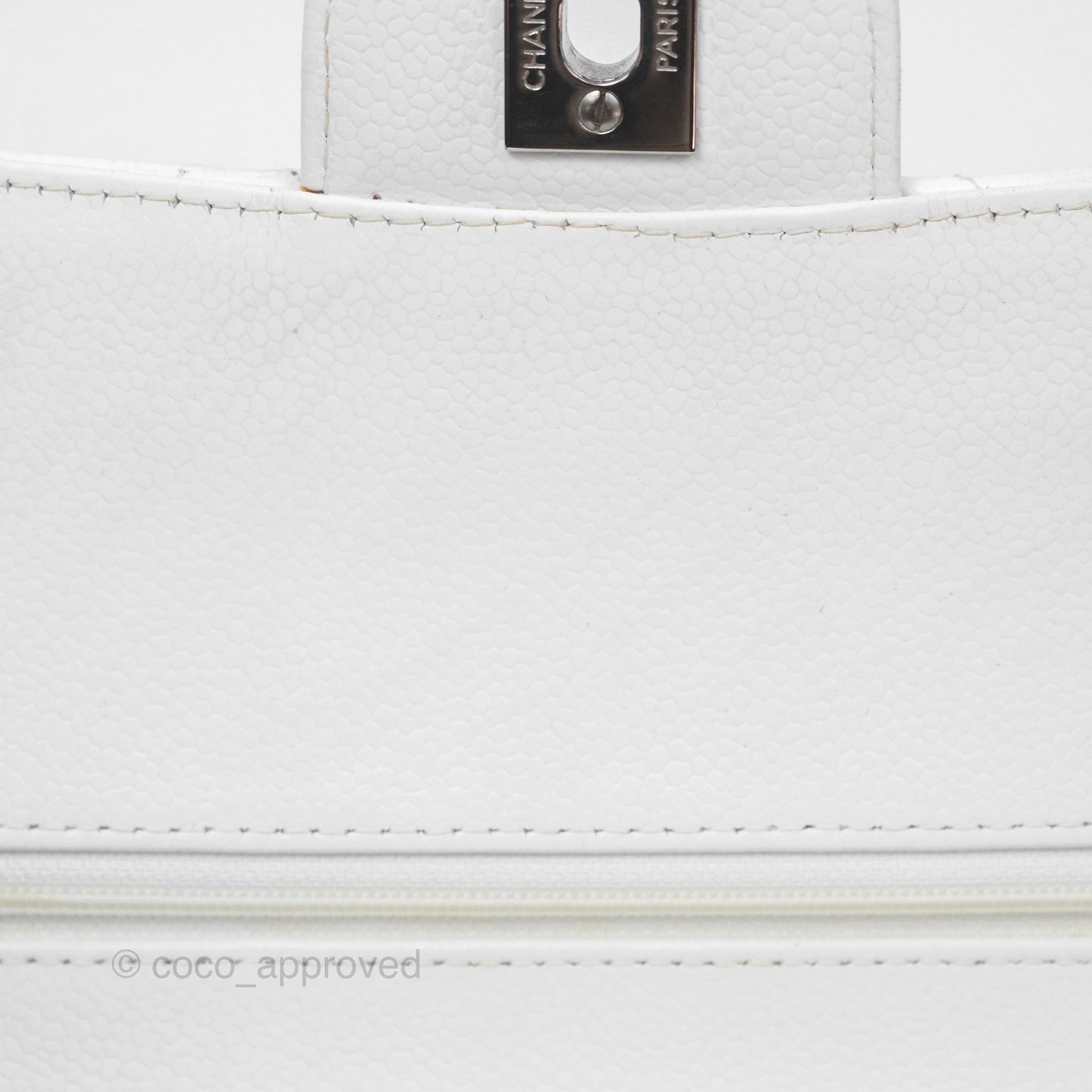 Chanel Classic M/L Medium Double Flap White Caviar Silver Hardware