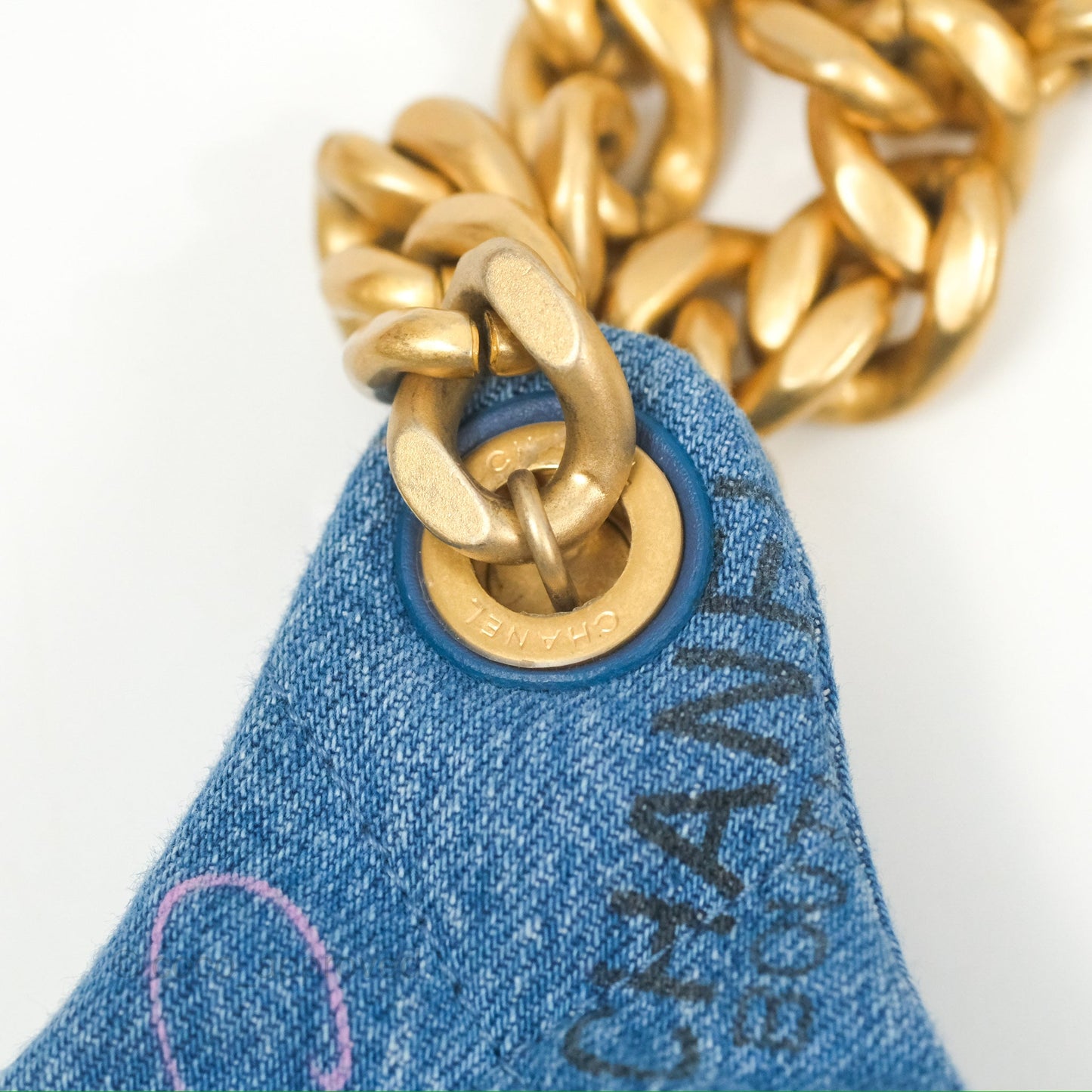 Chanel Maxi Hobo Bag Quilted Denim Mood Aged Gold Hardware