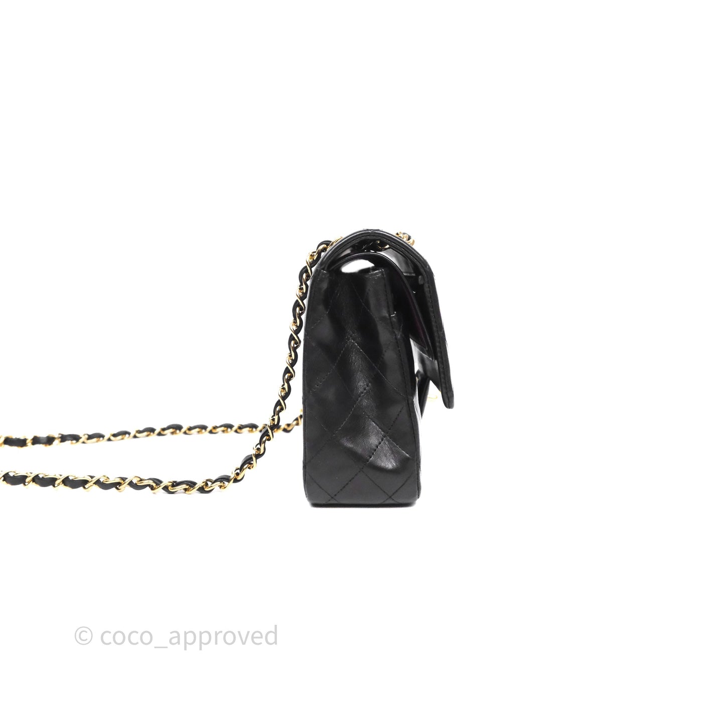 Chanel Classic M/L Medium Flap Quilted Black Lambskin Gold Hardware