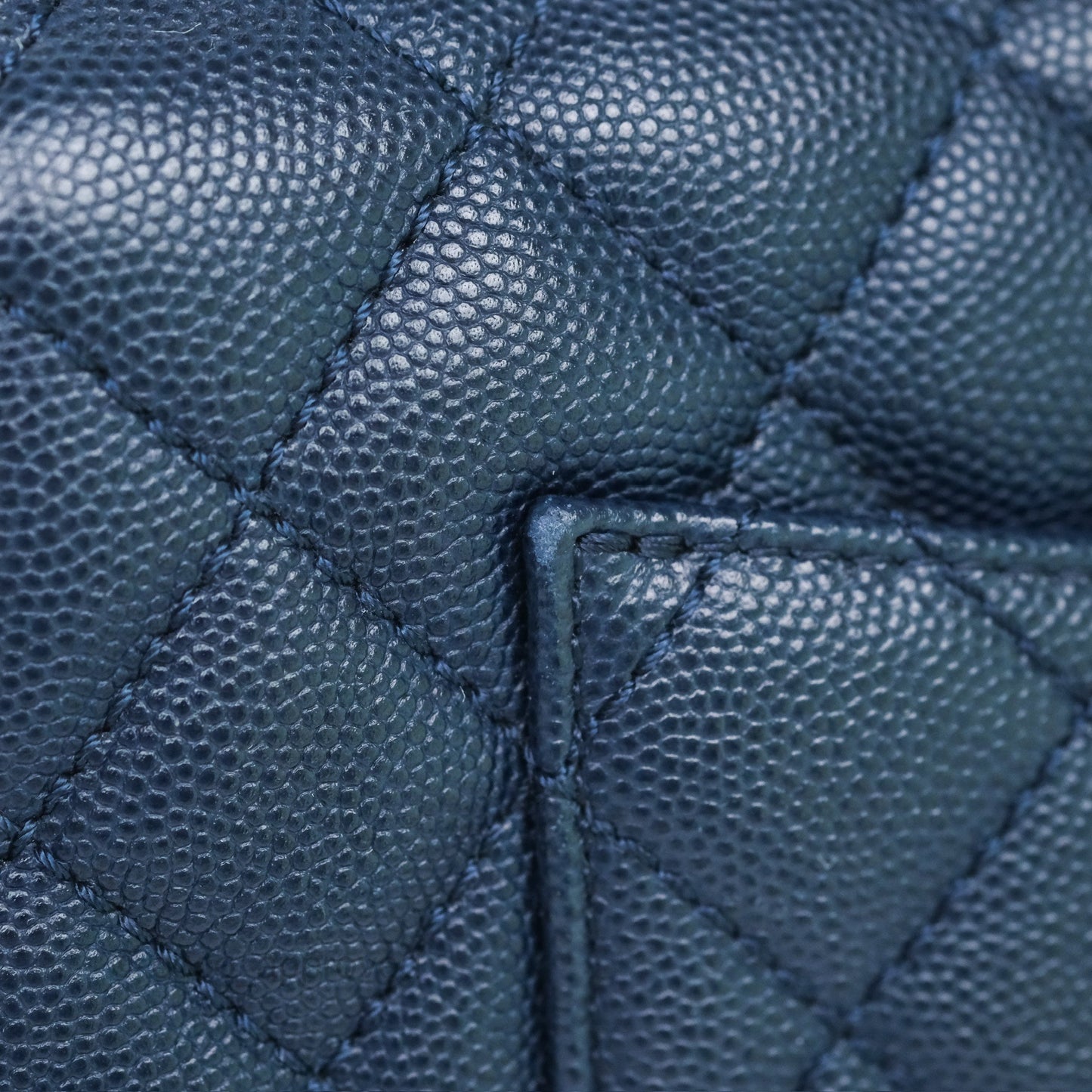 Chanel Small Coco Handle Navy Caviar Ruthenium Hardware Lizard Handle