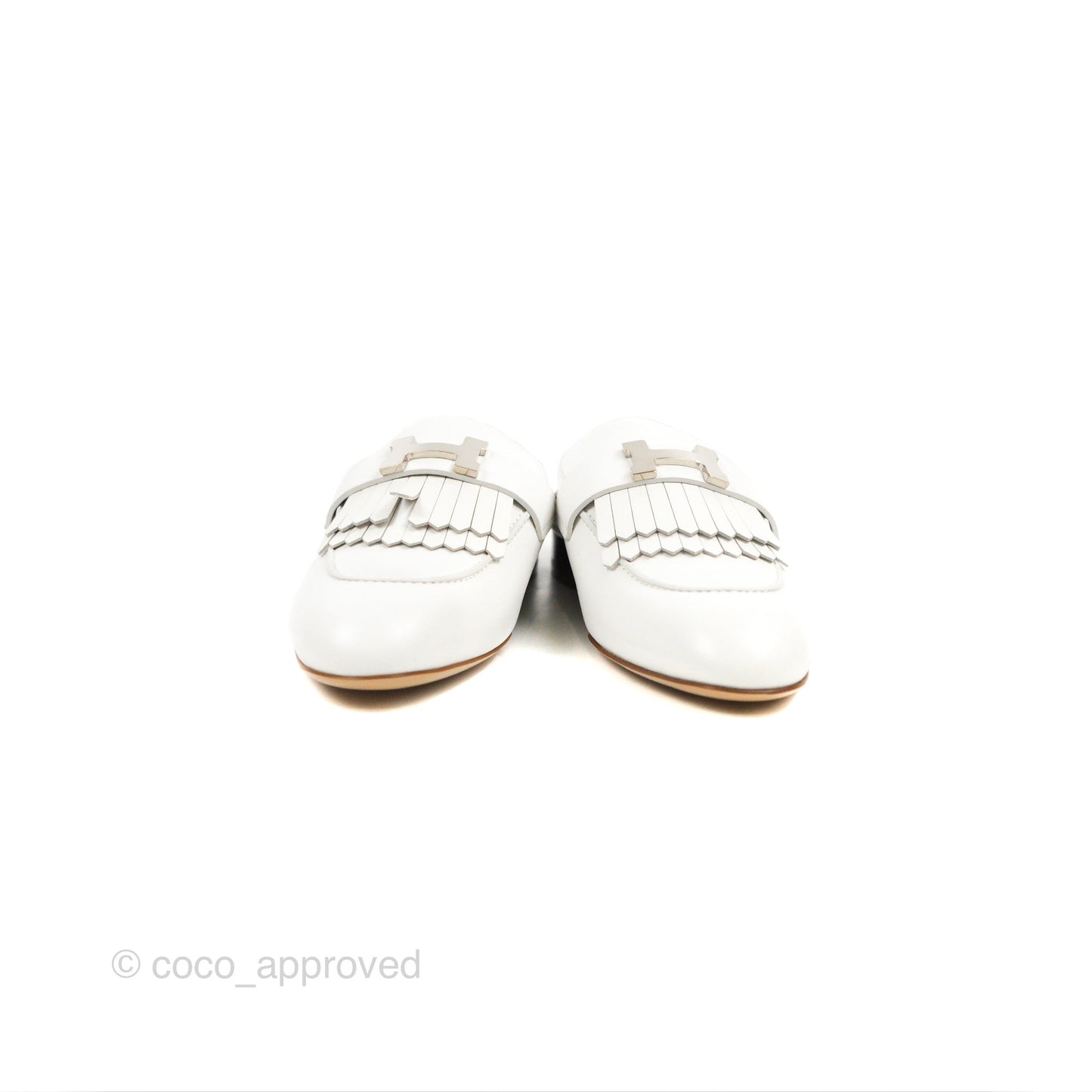 Hermes Rivoli Mule White Palladium Hardware Size 38.5