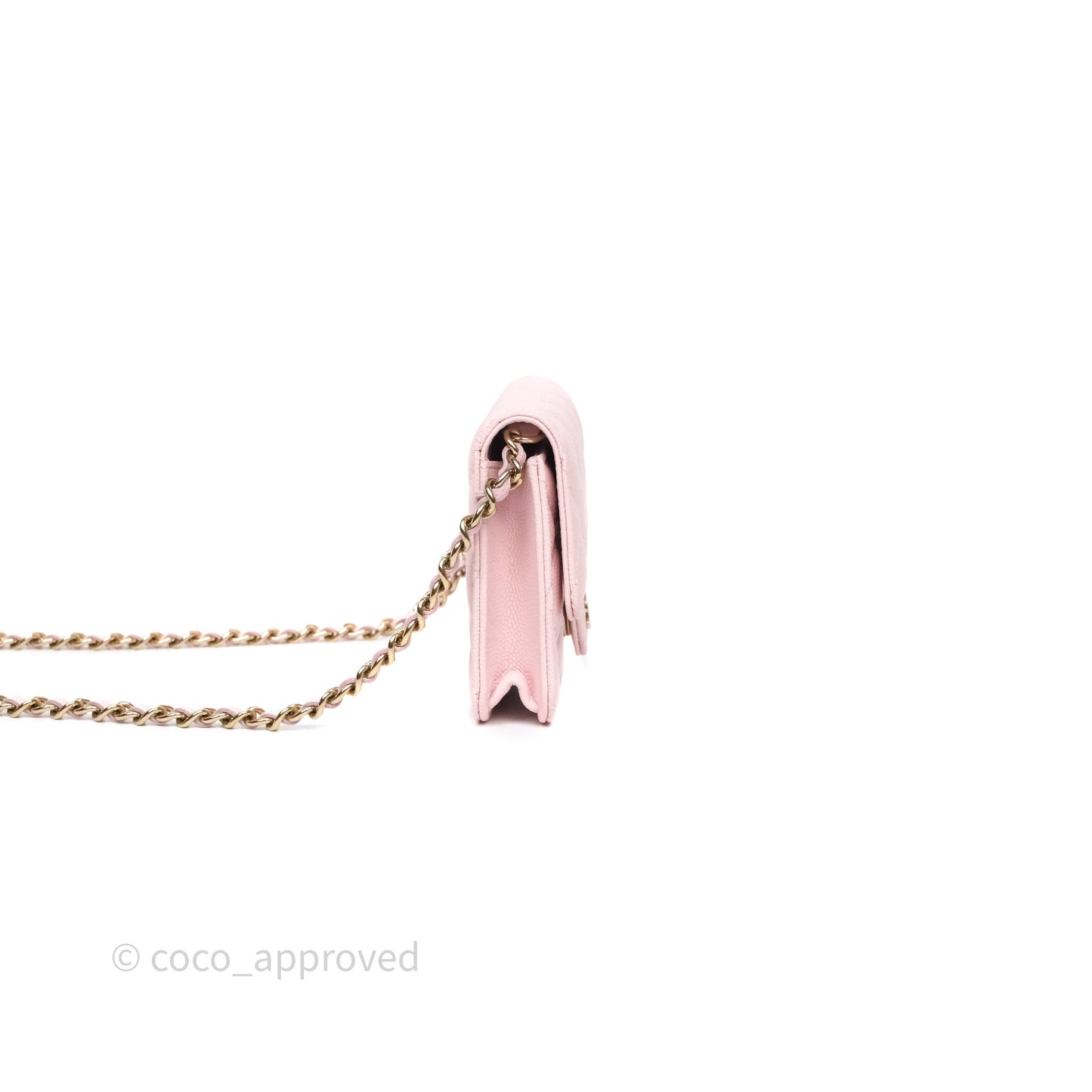 Chanel Mini Clutch With Chain Light Pink Caviar Gold Hardware