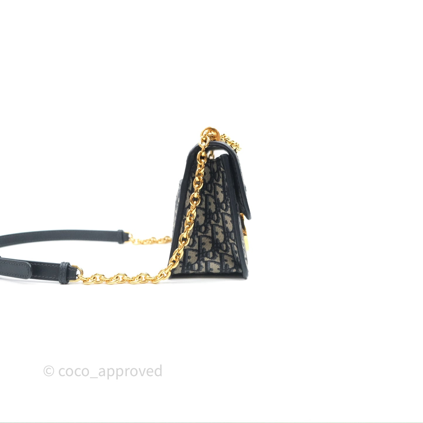 Christian Dior 30 Montaigne with Chain Blue Dior Oblique Jacquard
