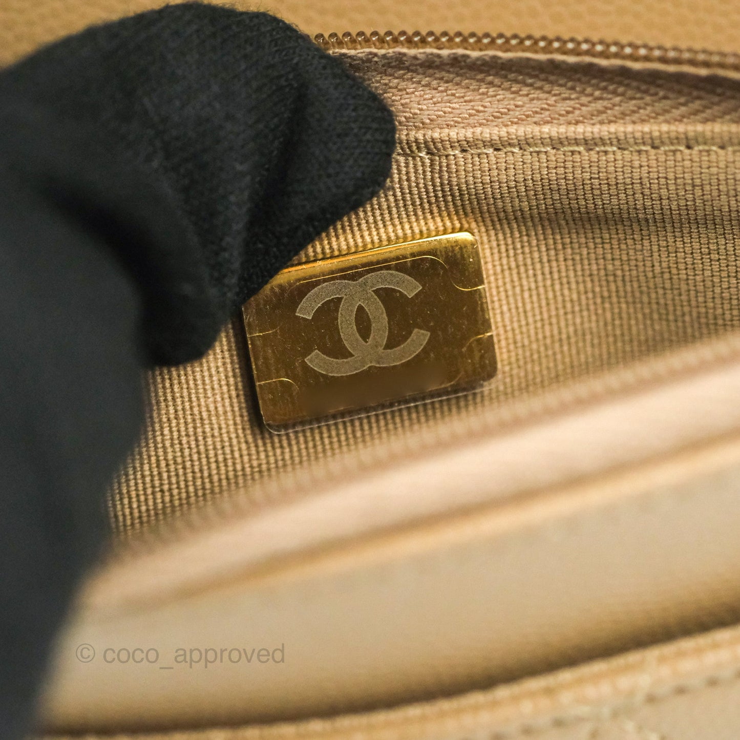 Chanel Quilted Classic Wallet on Chain WOC Dark Beige Caviar Gold Hardware