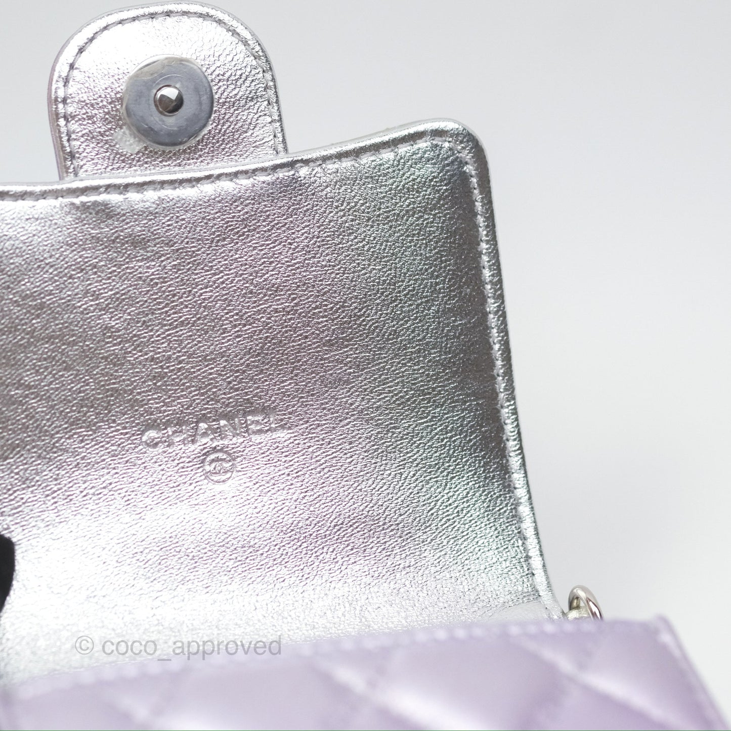 Chanel Classic Quilted Phone Holder Iridescent Rainbow Calfskin