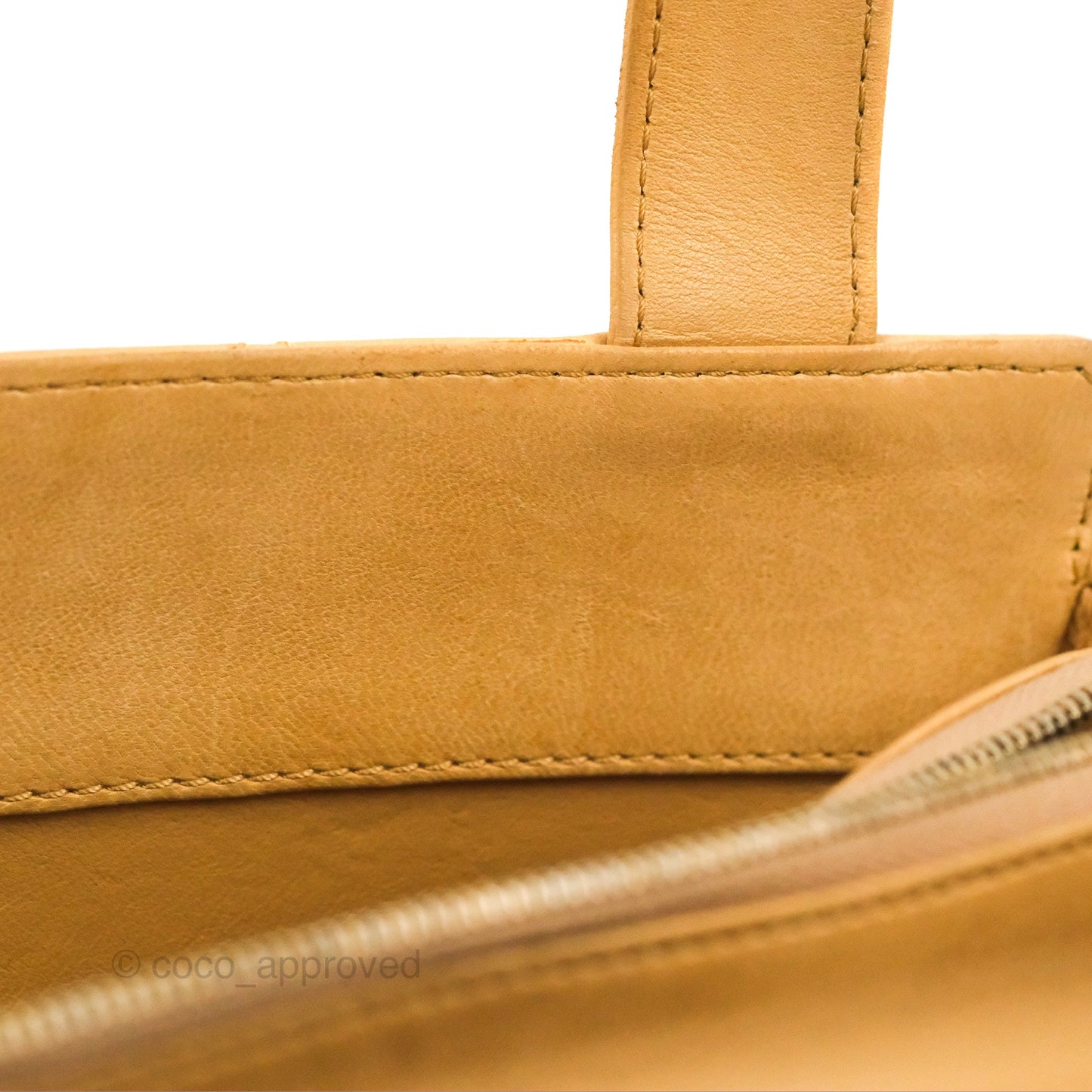 Chanel Vintage Small Top Handle Tote Quilted Beige Lambskin