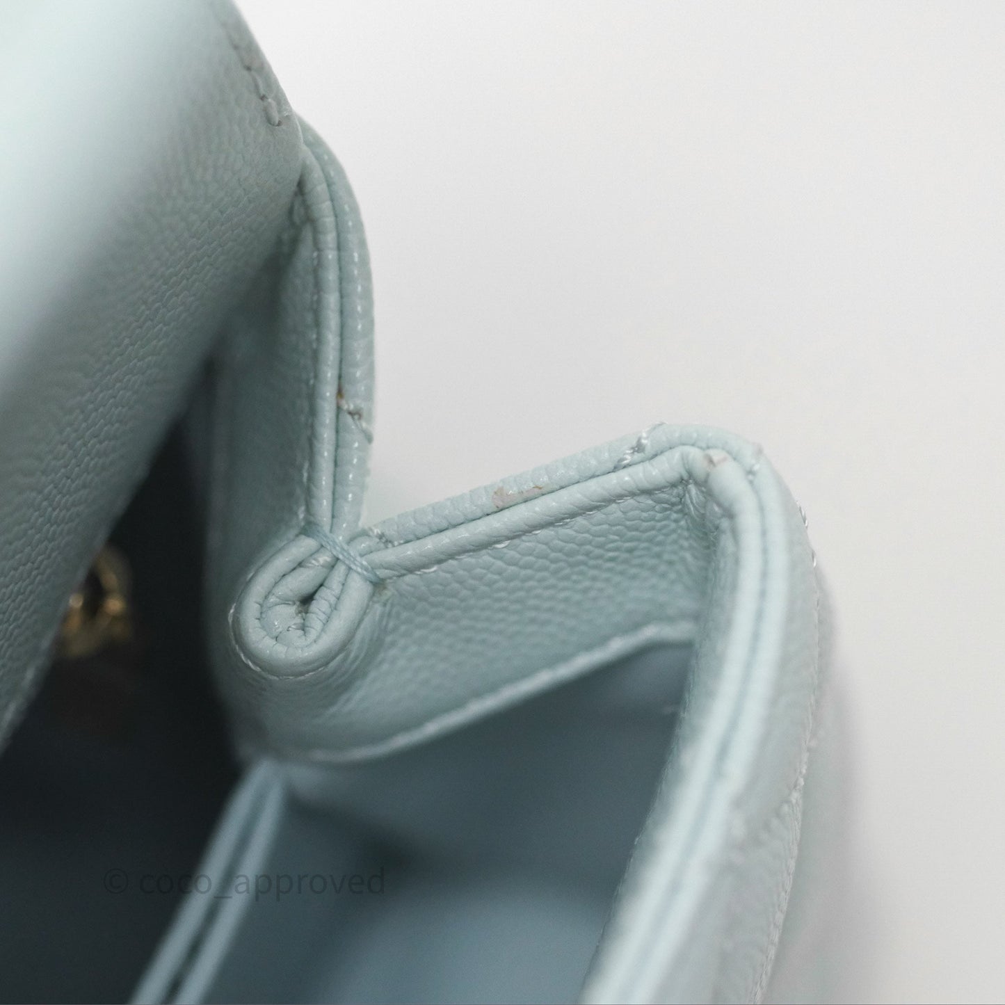 Chanel Small Coco Handle Quilted Light Blue Caviar Gold Hardware