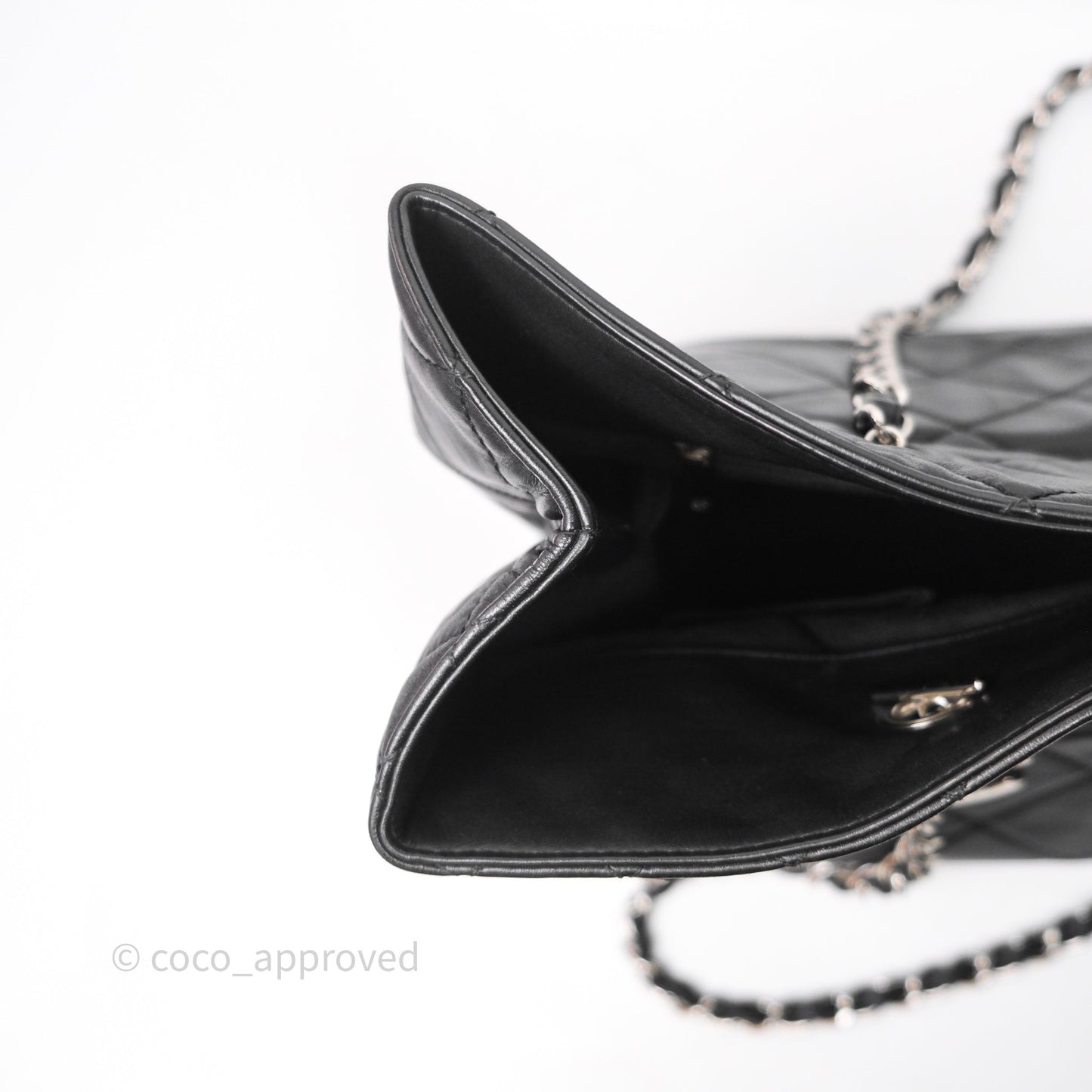 Chanel In The Business Tote Bag Black Calfskin Silver Hardware