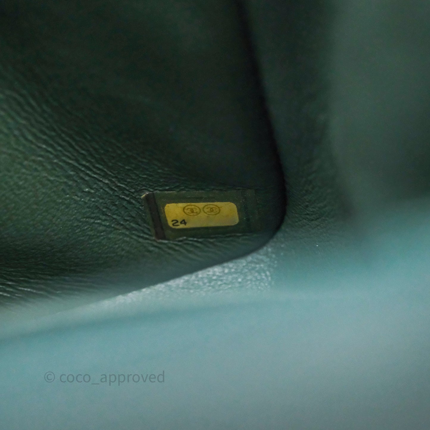 Chanel Quilted Mini Square Flap Dark Green Caviar Silver Hardware