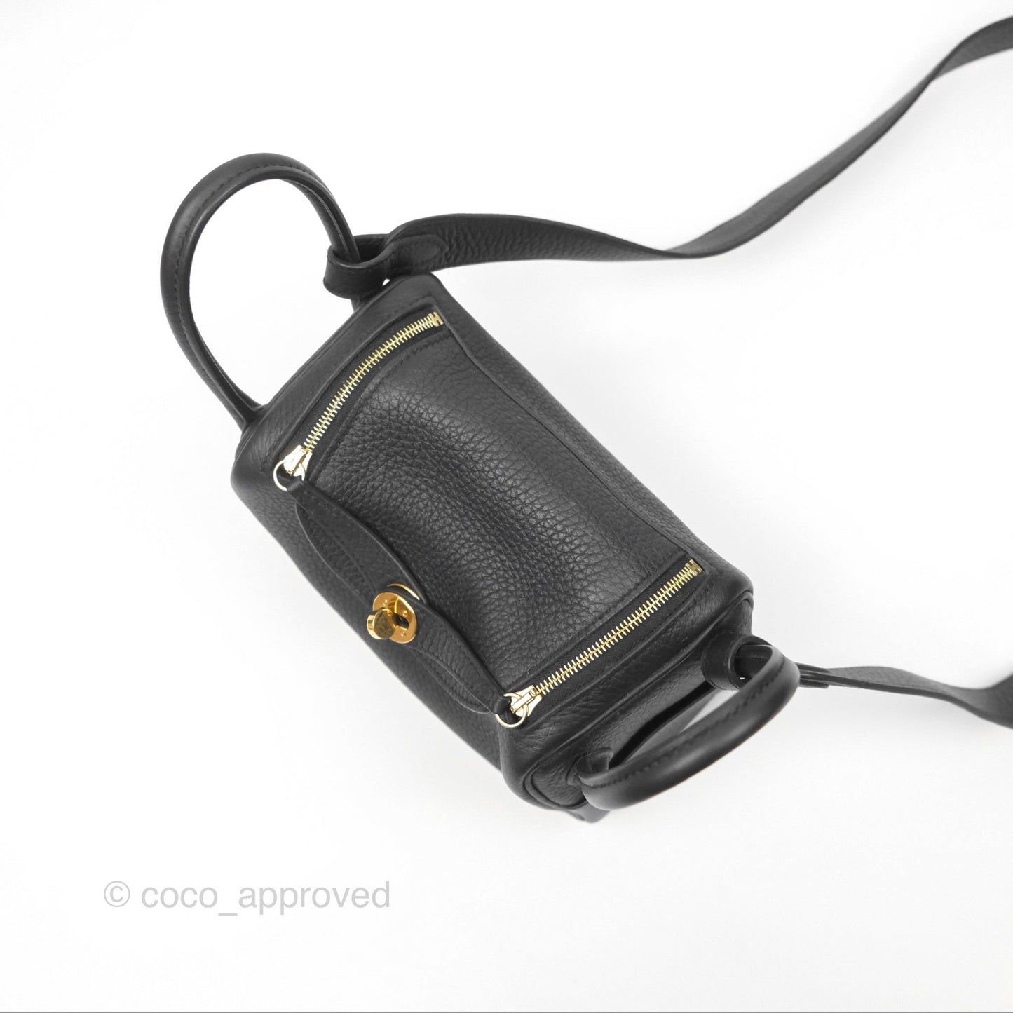 Hermès Mini Lindy 20 Noir 89 Clemence Gold Hardware