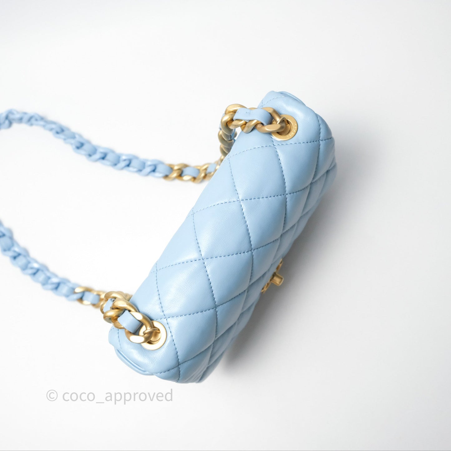 Chanel Small Flap Bag Blue Lambskin Gold and Lacquered Metal 22S