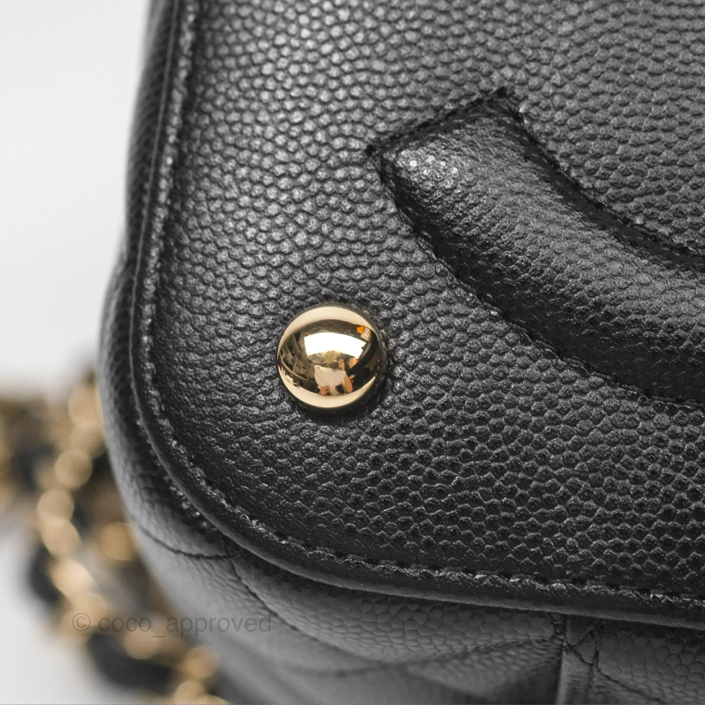 Chanel Quilted Top Handle Vanity Case Black Caviar Gold Hardware
