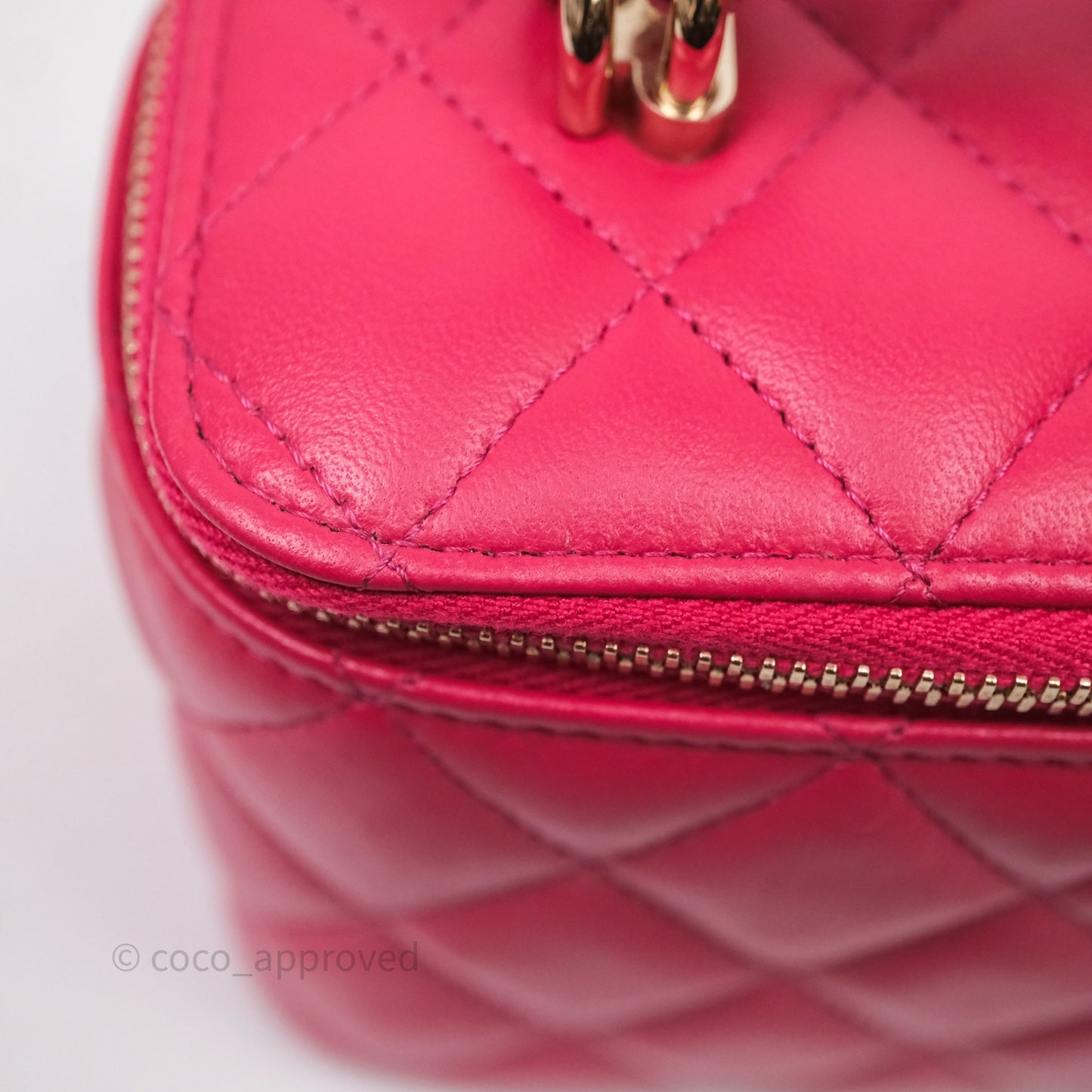 Chanel Vanity Rectangular Top Handle Pink Lambskin Gold Hardware