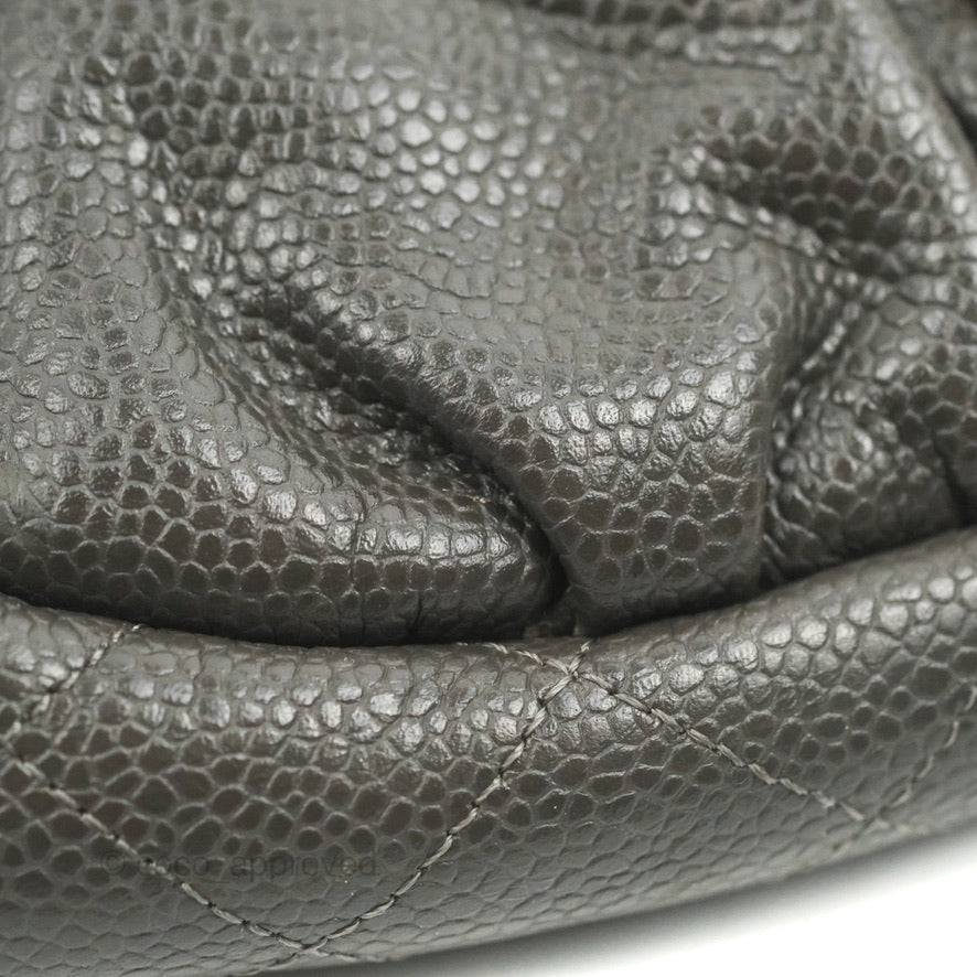 Chanel Half Moon Wallet on Chain WOC Dark Grey Caviar Silver Hardware