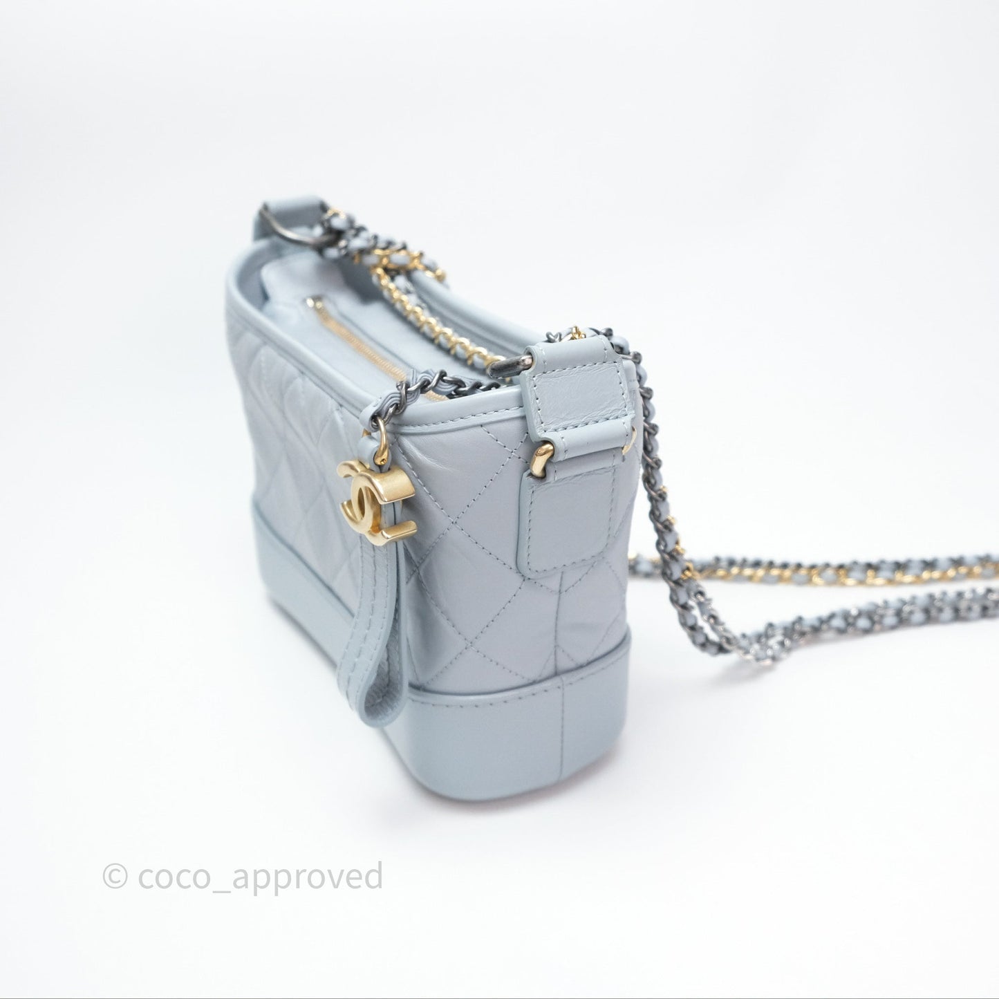 Chanel Small Gabrielle Hobo Quilted Light Blue Aged Calfskin