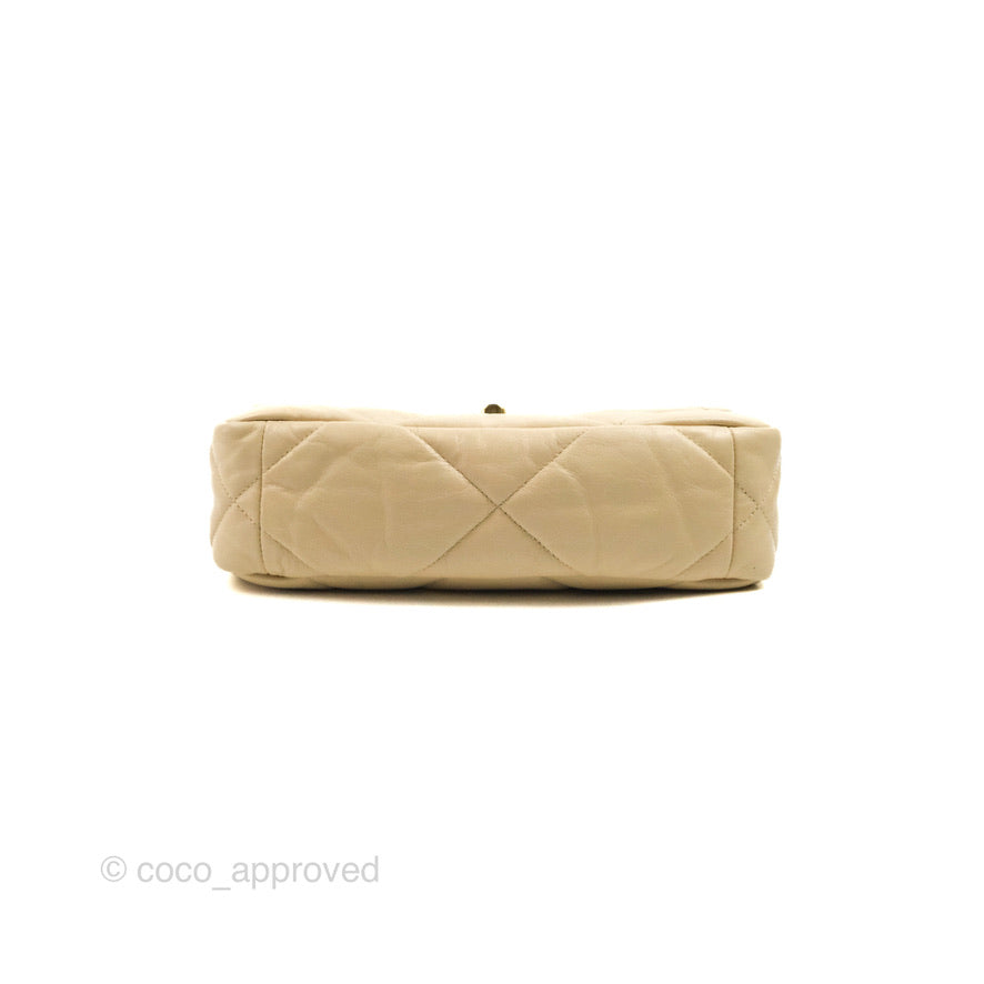 Chanel 19 Small Beige Goatskin Mixed Hardware