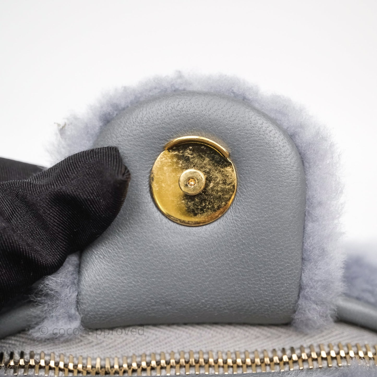 Chanel Vanity Case Grey Shearling Lambskin Gold Hardware 22A