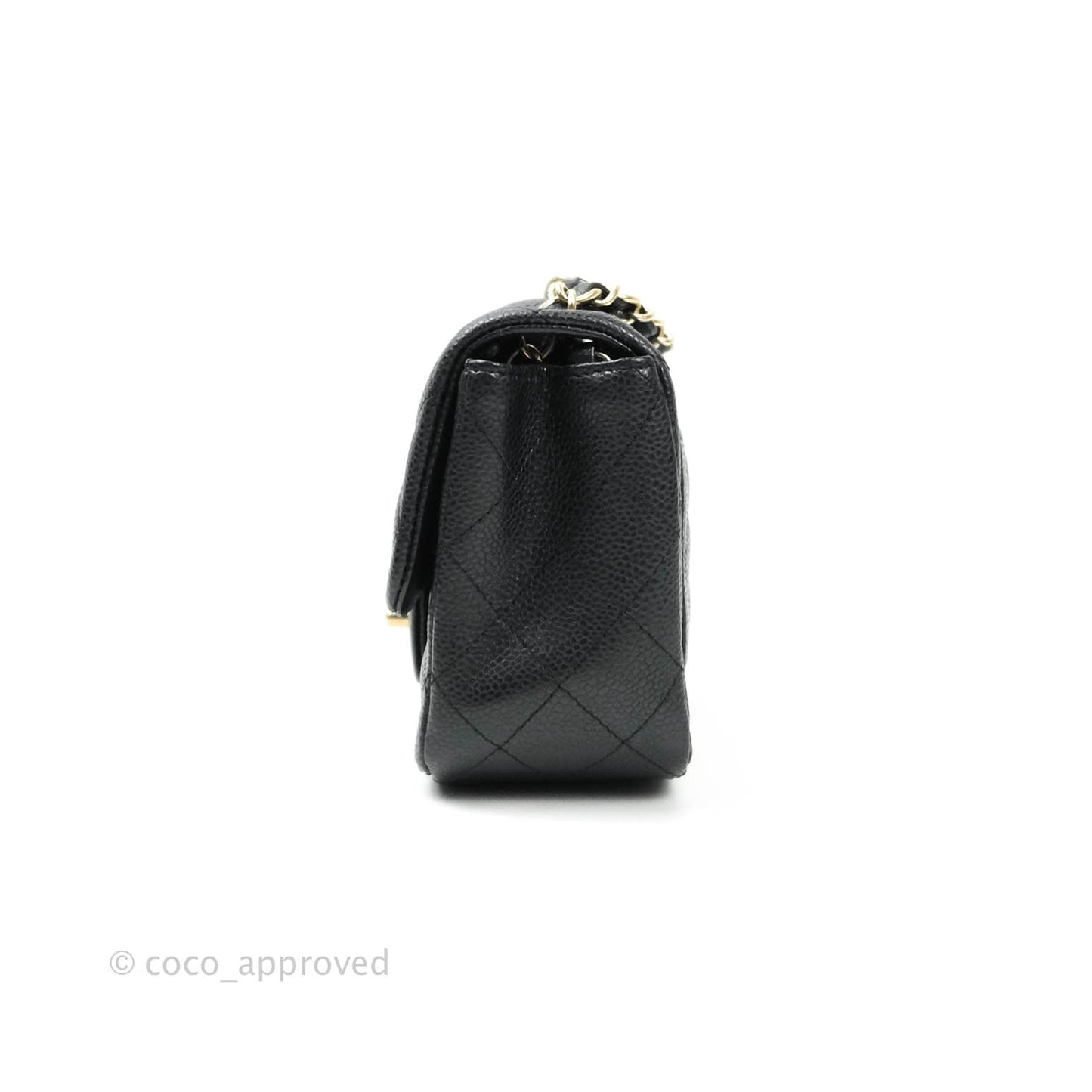 Chanel Mini Square Charcoal Black Caviar Matte Gold Hardware