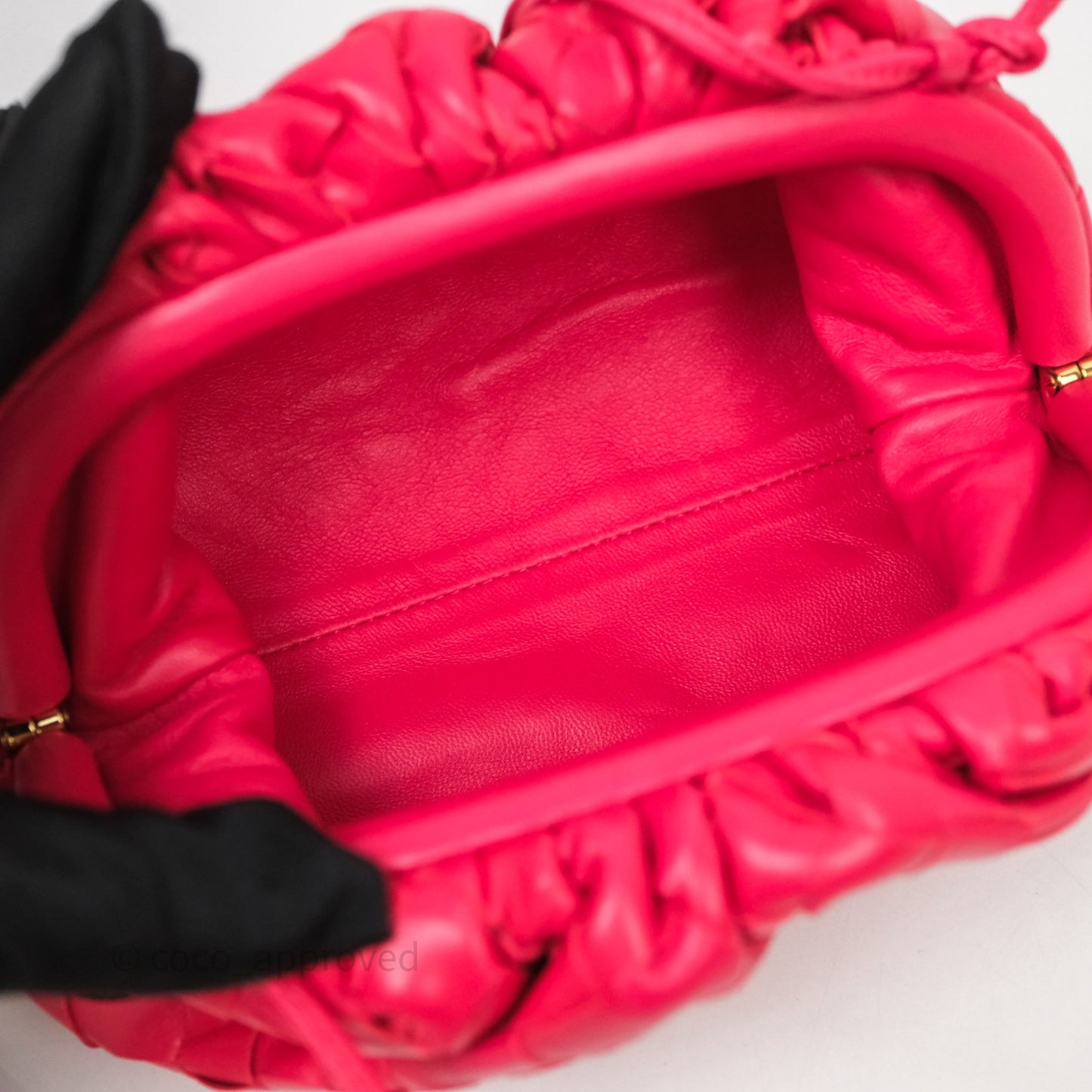 Bottega Veneta Mini Pouch Red Intrecciato Lambskin