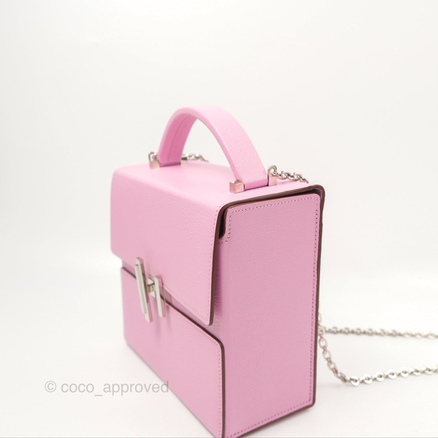 Hermès Cinhetic Box Bag Mauve Sylvestre Chevre Mysore Palladium Hardware
