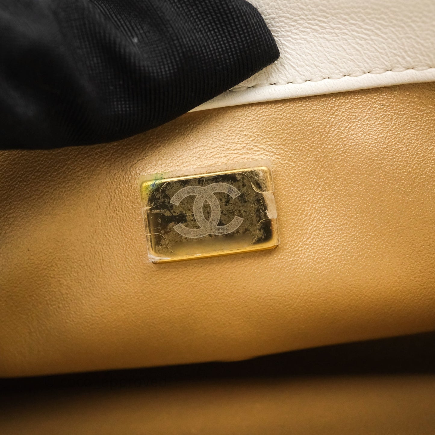 Chanel Mini Rectangular Pearl Crush White Lambskin Aged Gold Hardware