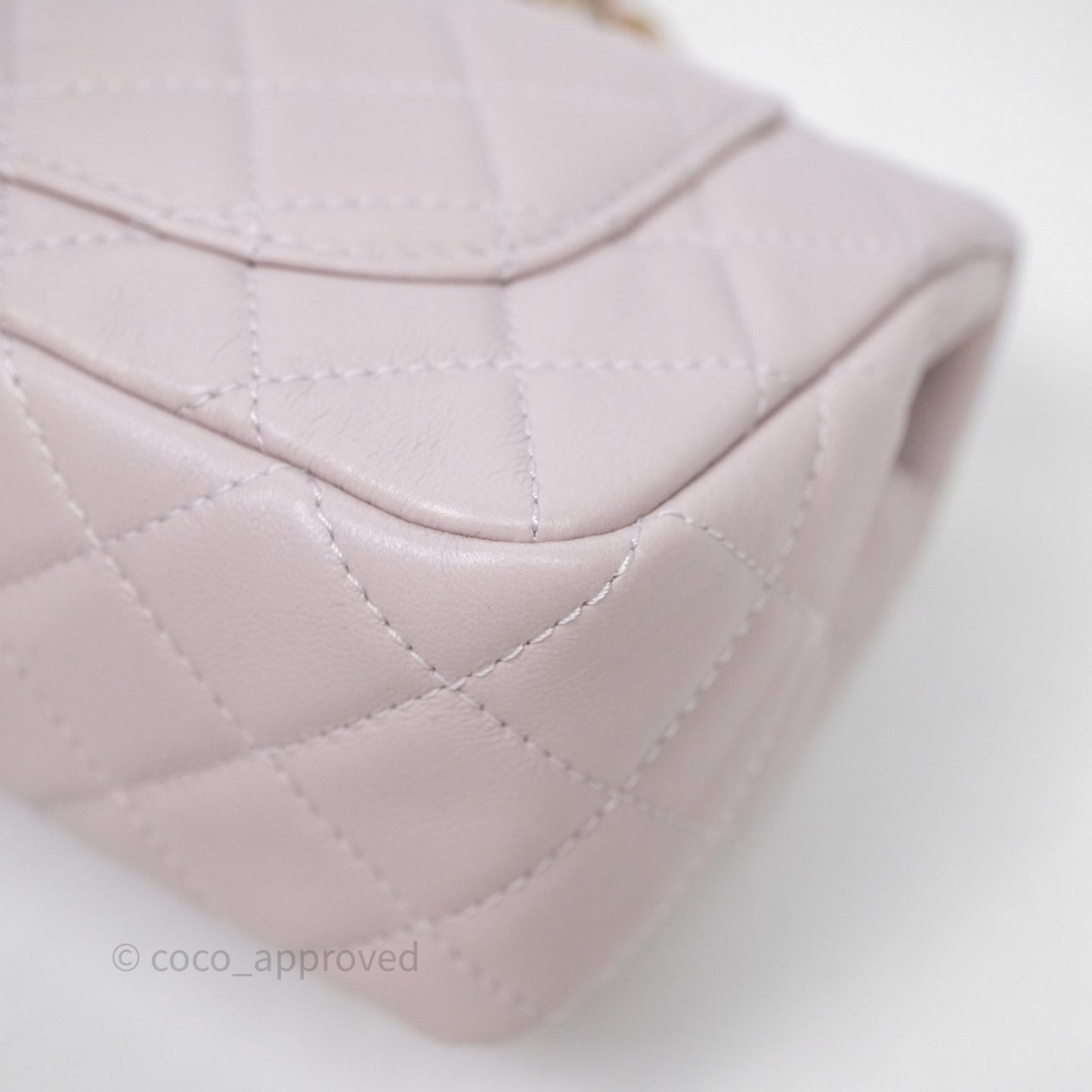 Chanel Mini Rectangular Pearl Crush Lilac Lambskin Aged Gold Hardware
