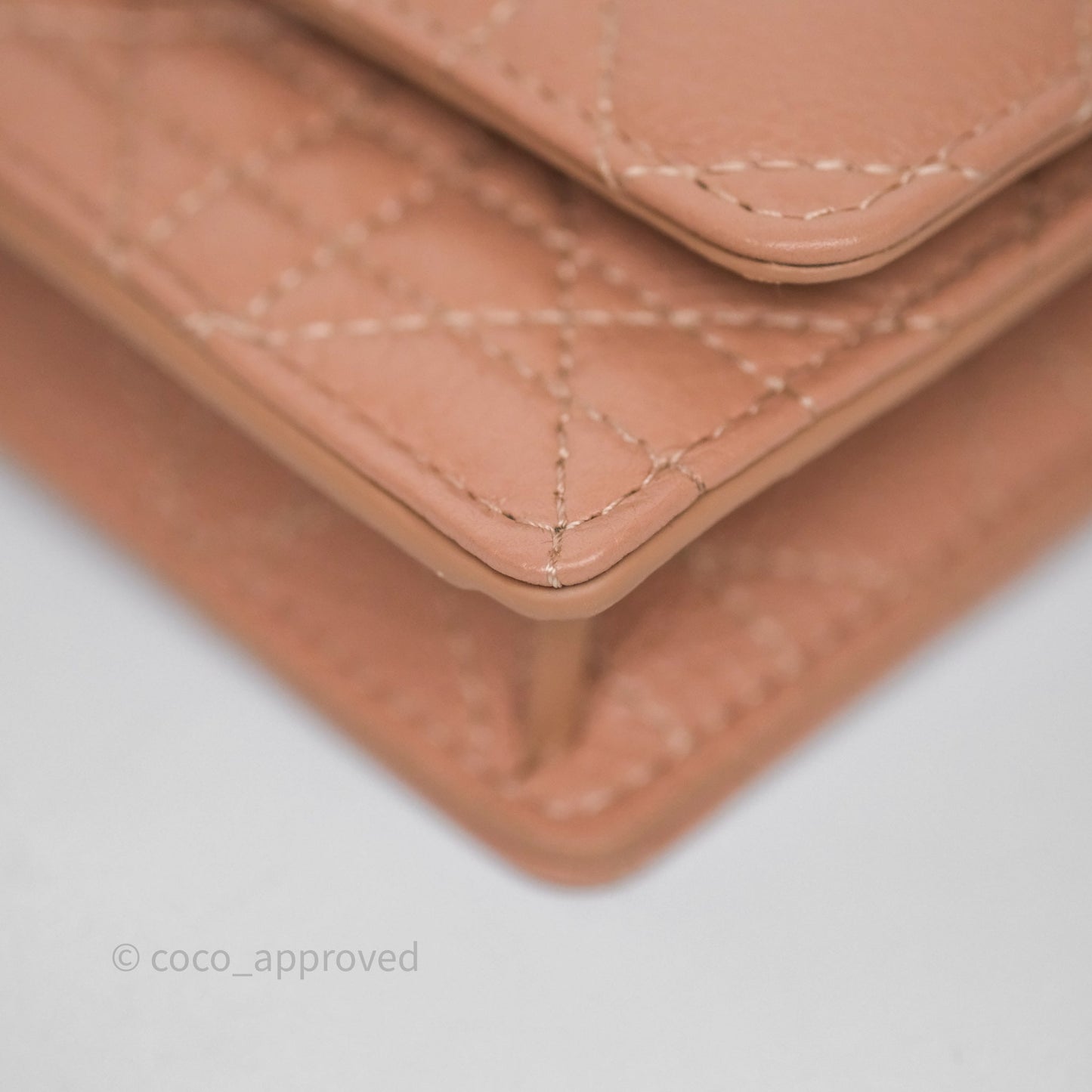 Christian Dior Caro Pouch with Chain In Supple Pink Cannage Calfskin