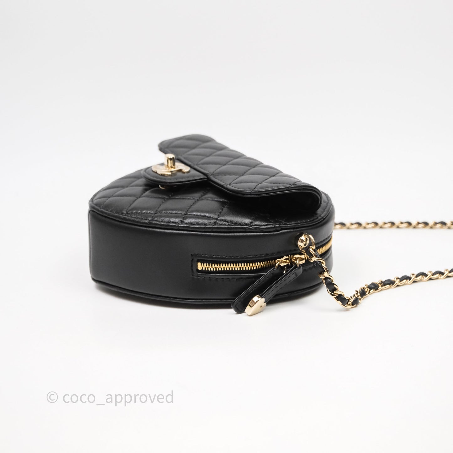 Chanel Large Heart Bag Black Lambskin Gold Hardware 22S