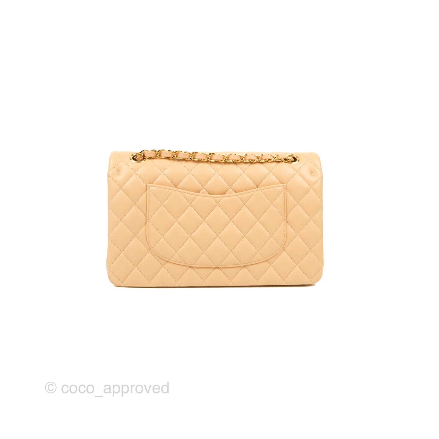 Chanel Classic M/L Medium Flap Quilted Beige Lambskin Gold Hardware