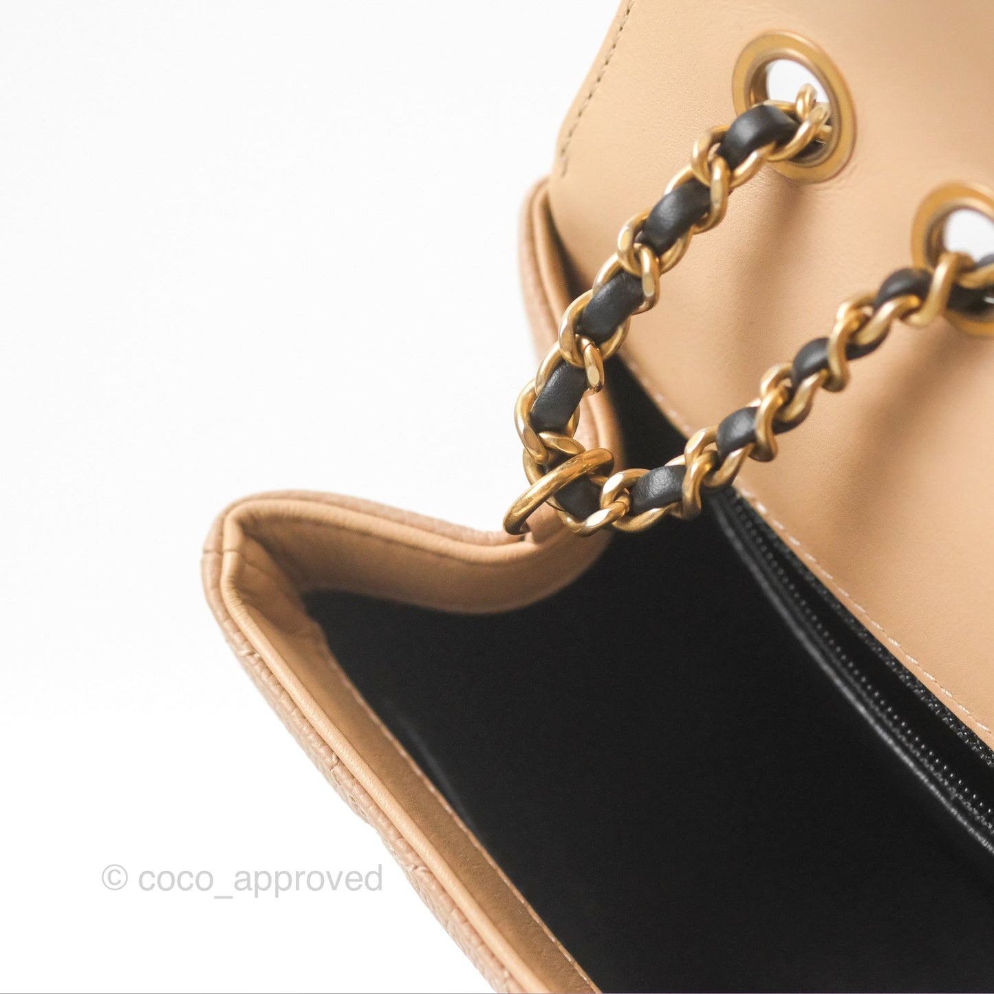 Chanel Quilted Small CC Filigree Flap Beige Black Caviar