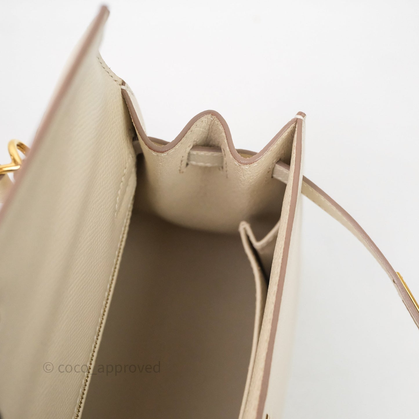 Hermes Kelly 25 Craie Epsom Gold Hardware