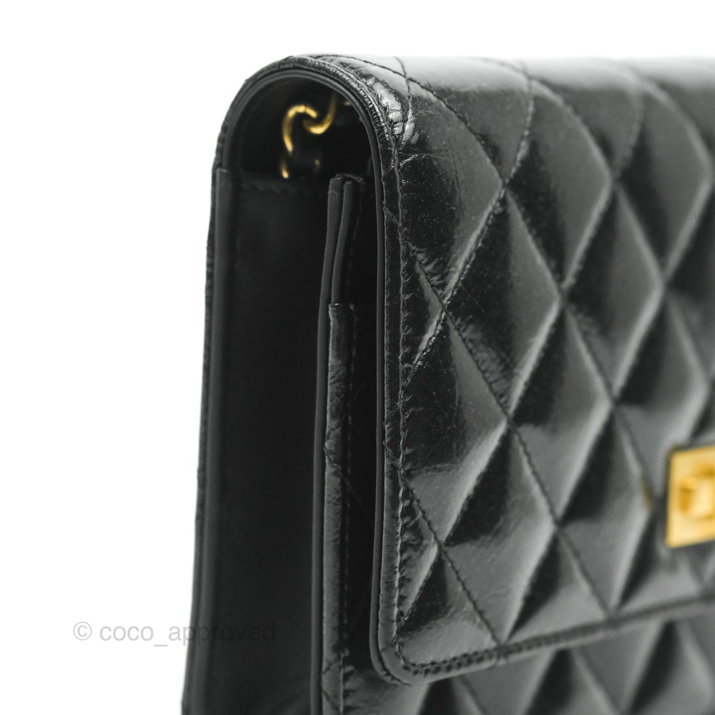 Chanel Quilted Reissue WOC Black Glazed Crumpled Calfskin Aged Gold Hardware