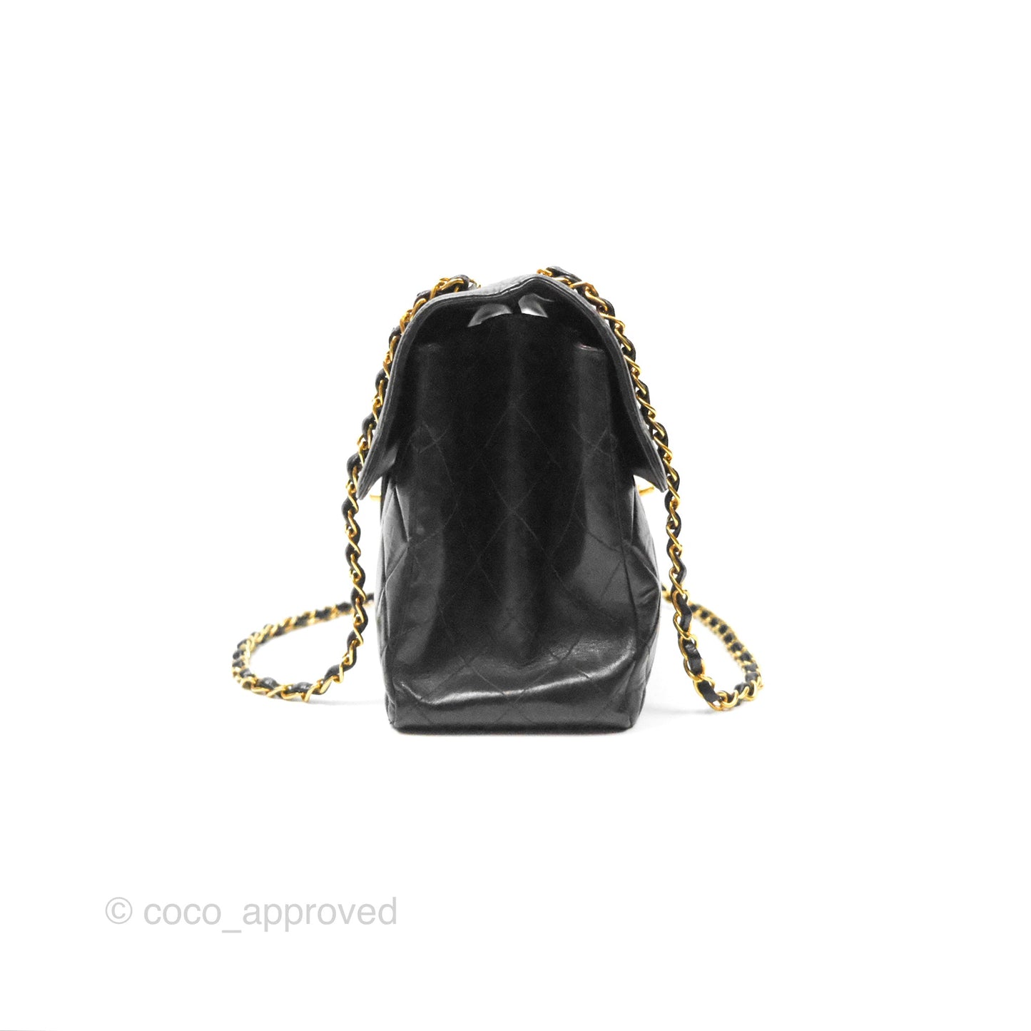 Chanel Vintage Double Sided Jumbo Flap Black Lambskin 24K Gold Hardware