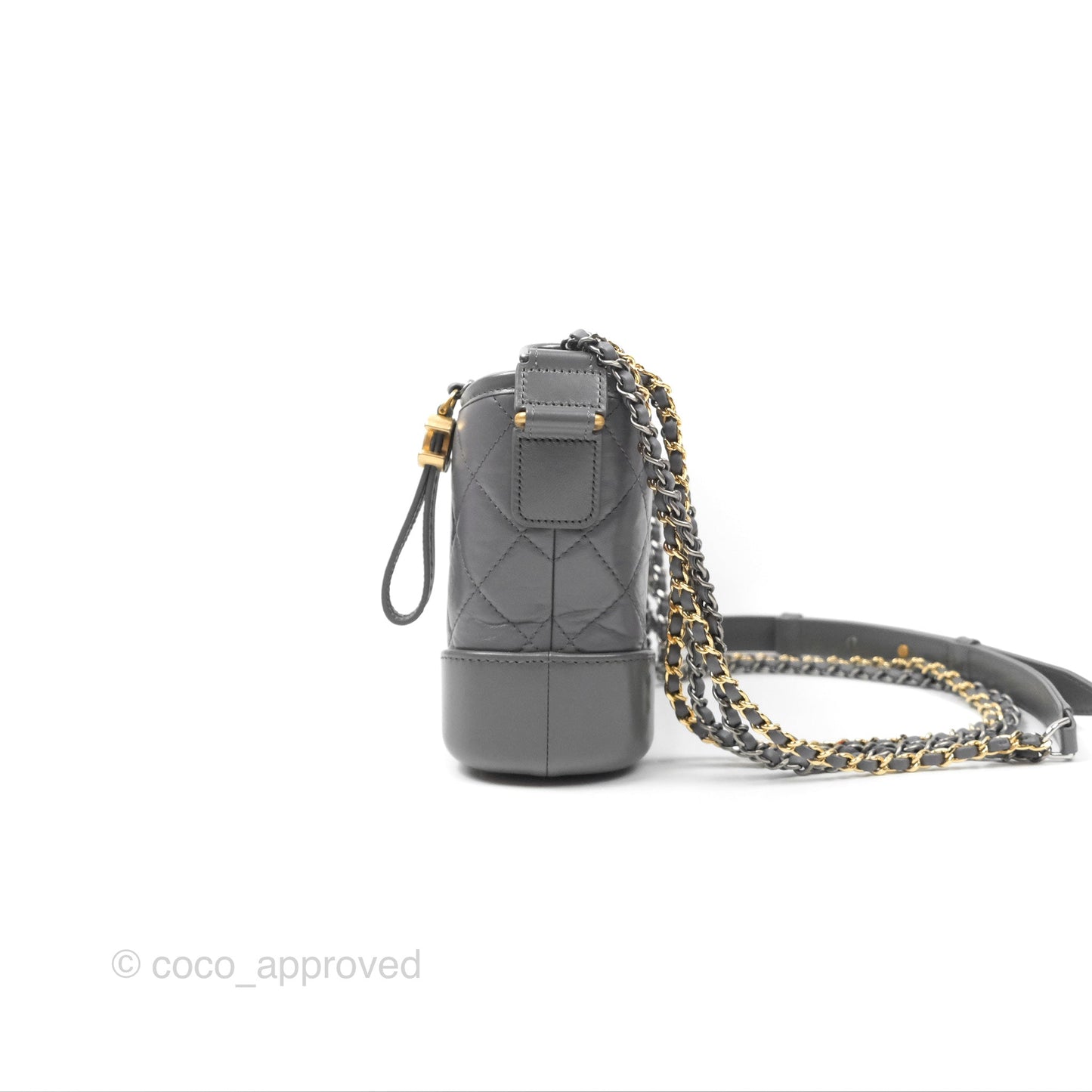 Chanel Small Gabrielle Hobo Quilted Dark Grey Aged Calfskin