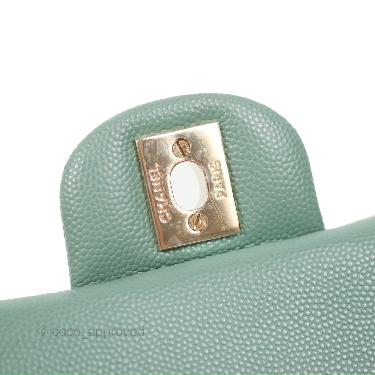 Chanel Classic M/L Medium Flap Quilted Tiffany Green Caviar Gold Hardware