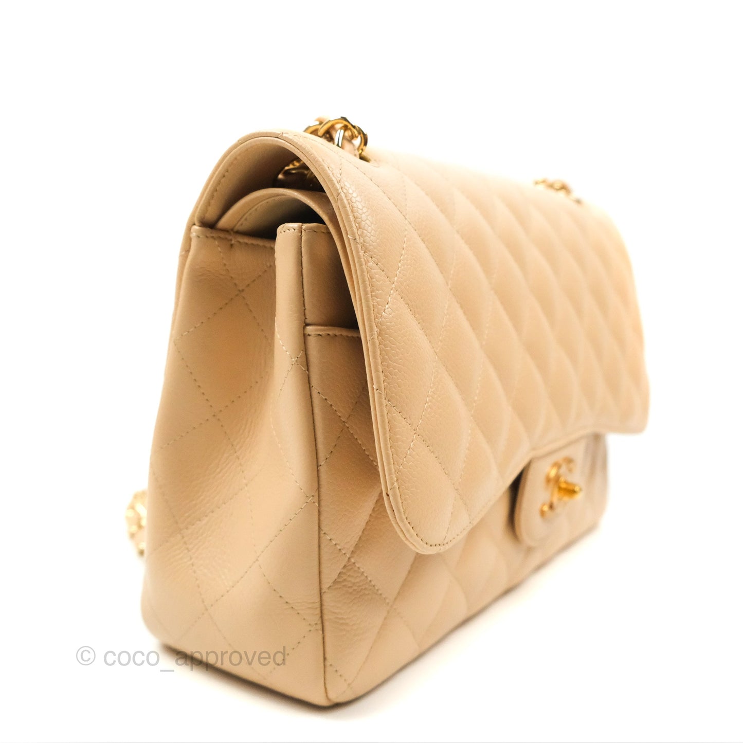 Chanel Jumbo Double Flap Beige Caviar Gold Hardware⁣⁣